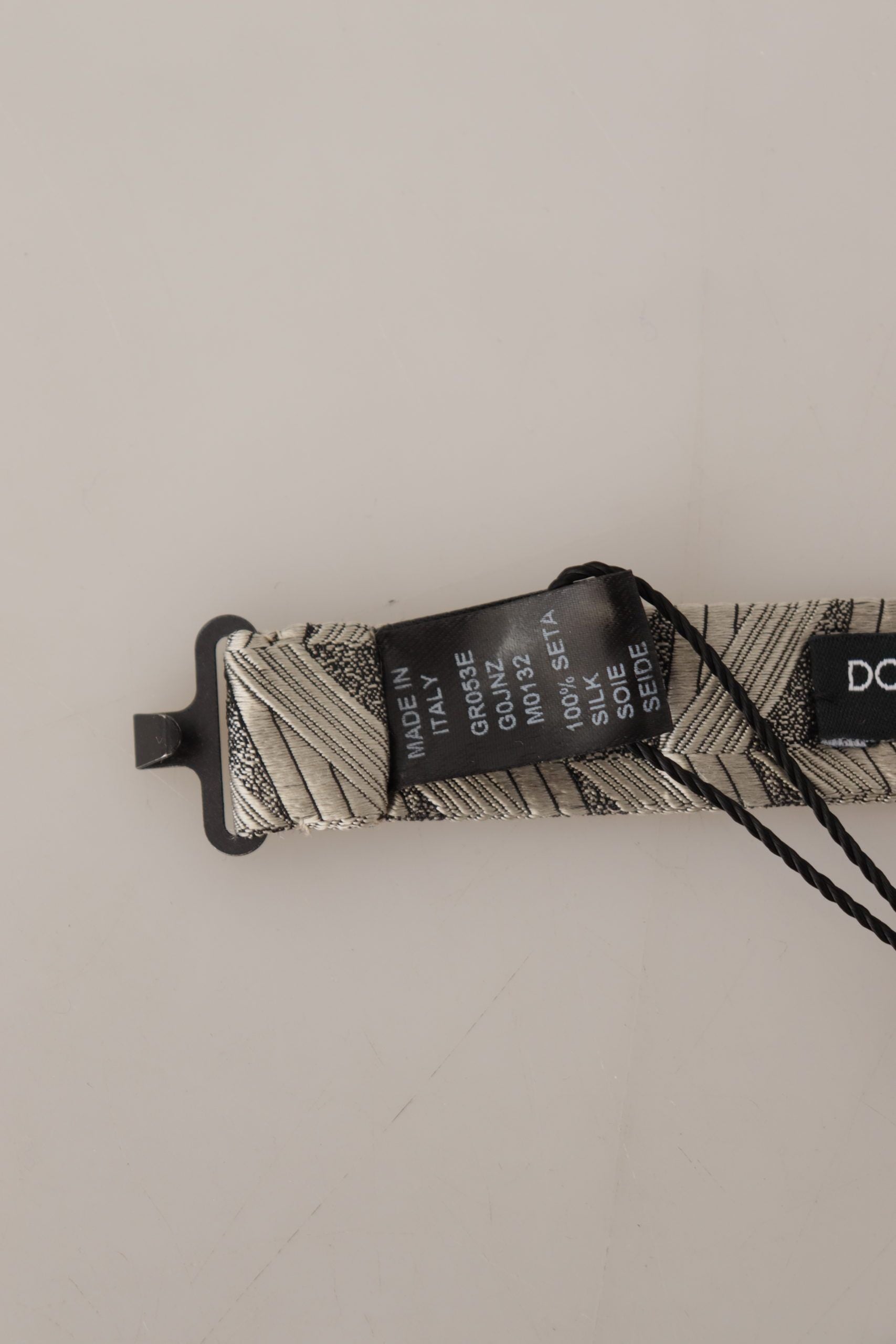 Dolce & Gabbana Gray 100% Silk Adjustable Neck Papillon Bow Tie Curated Luxury Accessories by Orvyn