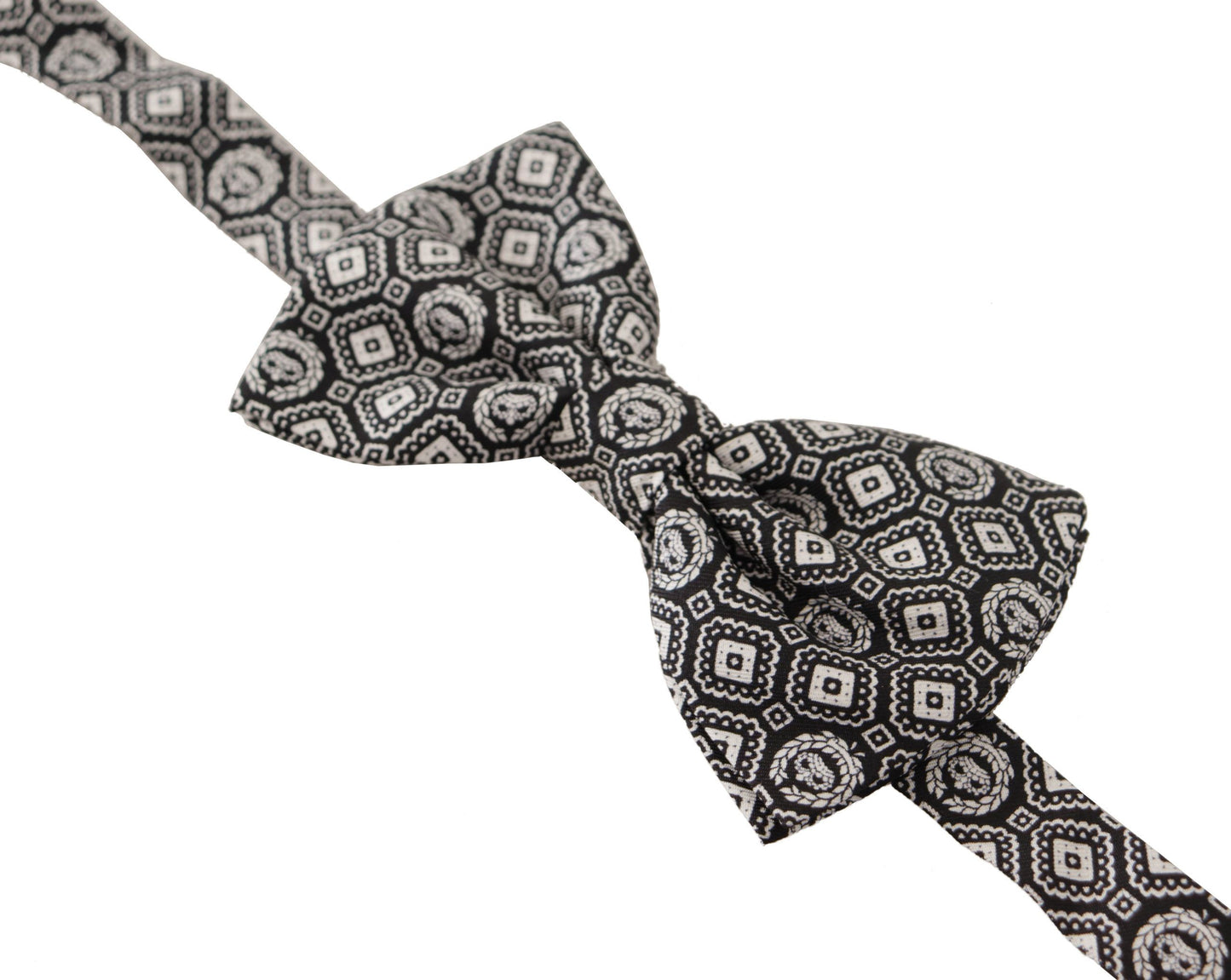 Dolce & Gabbana Black white 100% Silk Adjustable Neck Papillon Tie Curated Luxury Accessories by Orvyn