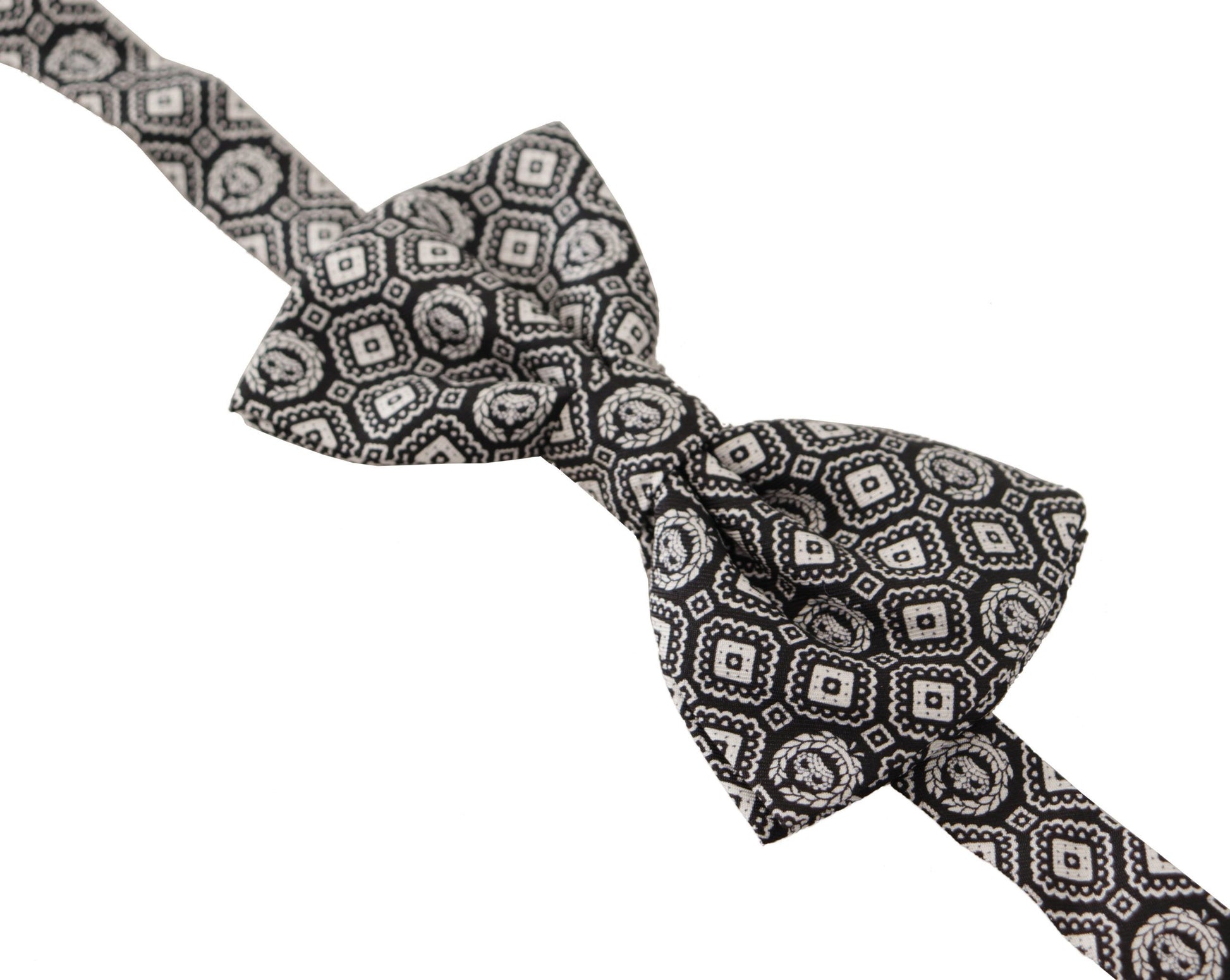 Dolce & Gabbana Black white 100% Silk Adjustable Neck Papillon Tie Curated Luxury Accessories by Orvyn