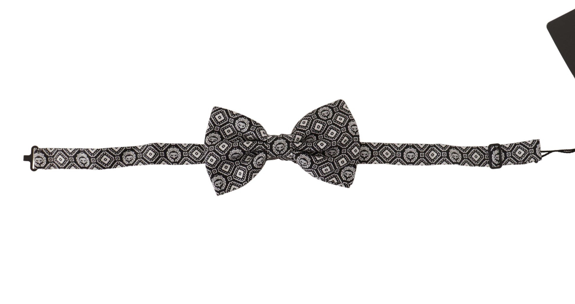 Dolce & Gabbana Black white 100% Silk Adjustable Neck Papillon Tie Curated Luxury Accessories by Orvyn