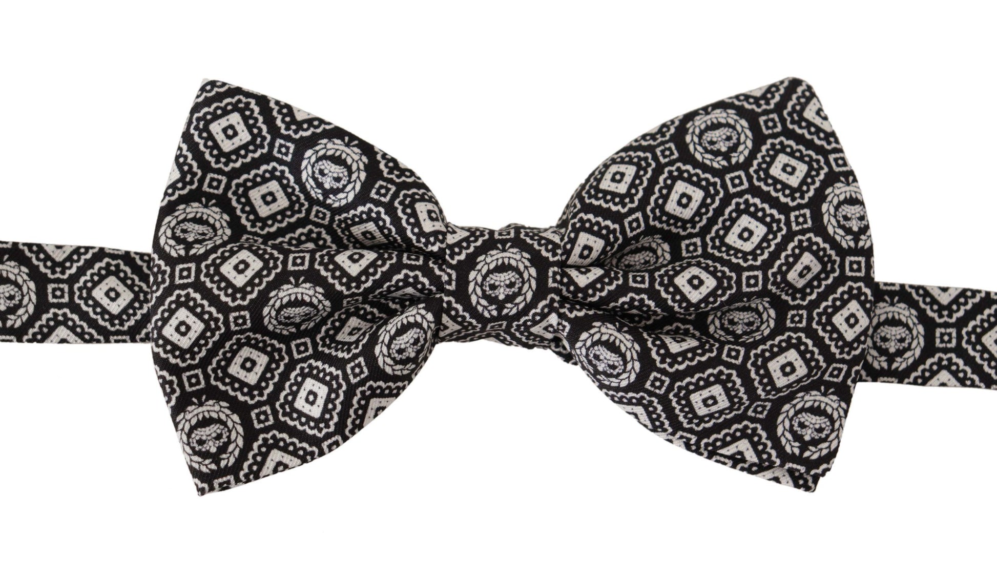 Dolce & Gabbana Black white 100% Silk Adjustable Neck Papillon Tie Curated Luxury Accessories by Orvyn