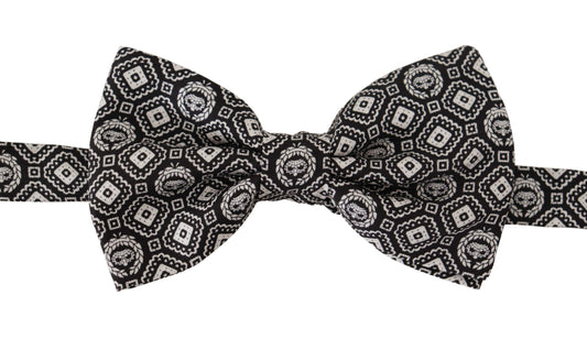 Dolce & Gabbana Black white 100% Silk Adjustable Neck Papillon Tie Curated Luxury Accessories by Orvyn