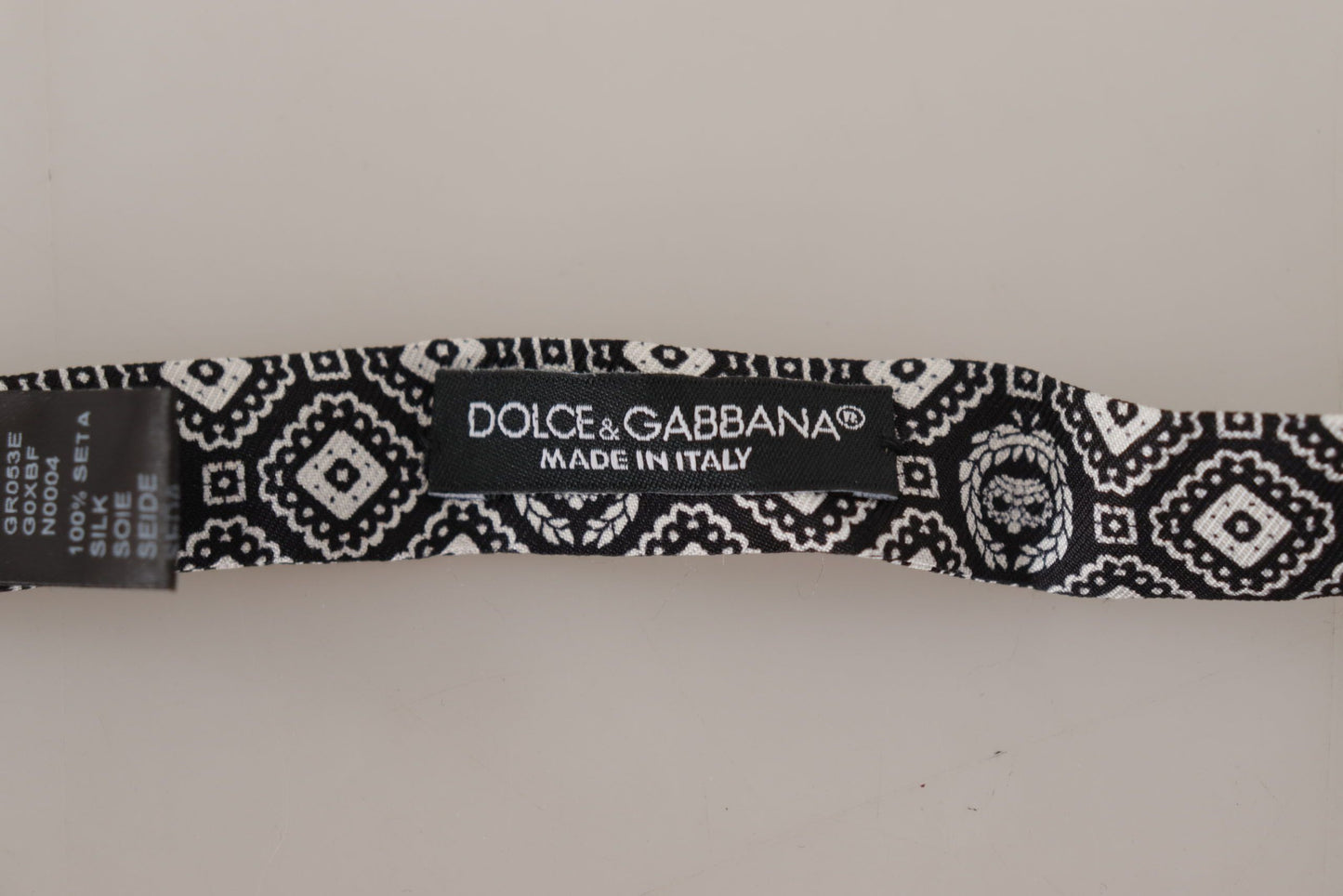 Dolce & Gabbana Black white 100% Silk Adjustable Neck Papillon Tie Curated Luxury Accessories by Orvyn