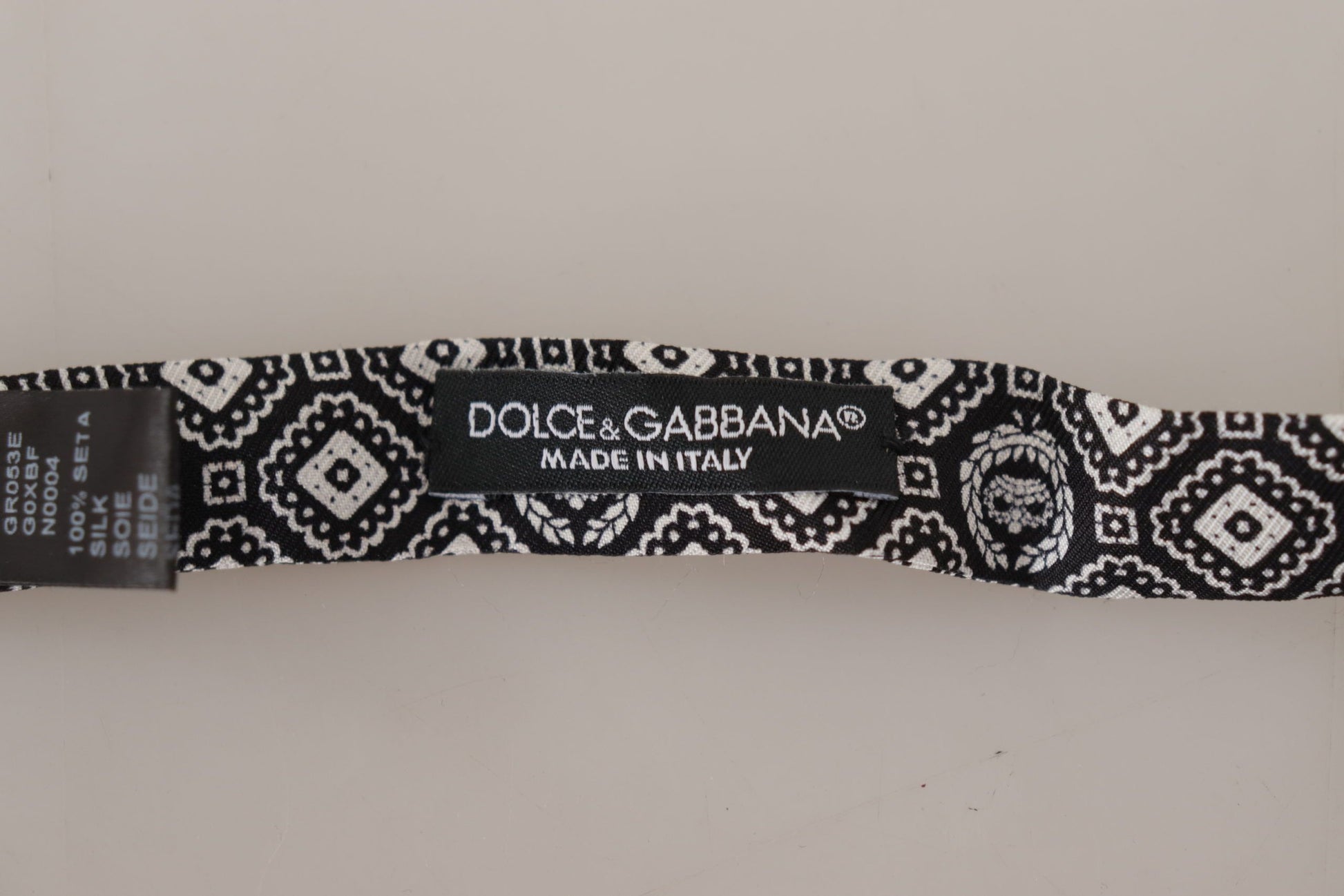 Dolce & Gabbana Black white 100% Silk Adjustable Neck Papillon Tie Curated Luxury Accessories by Orvyn