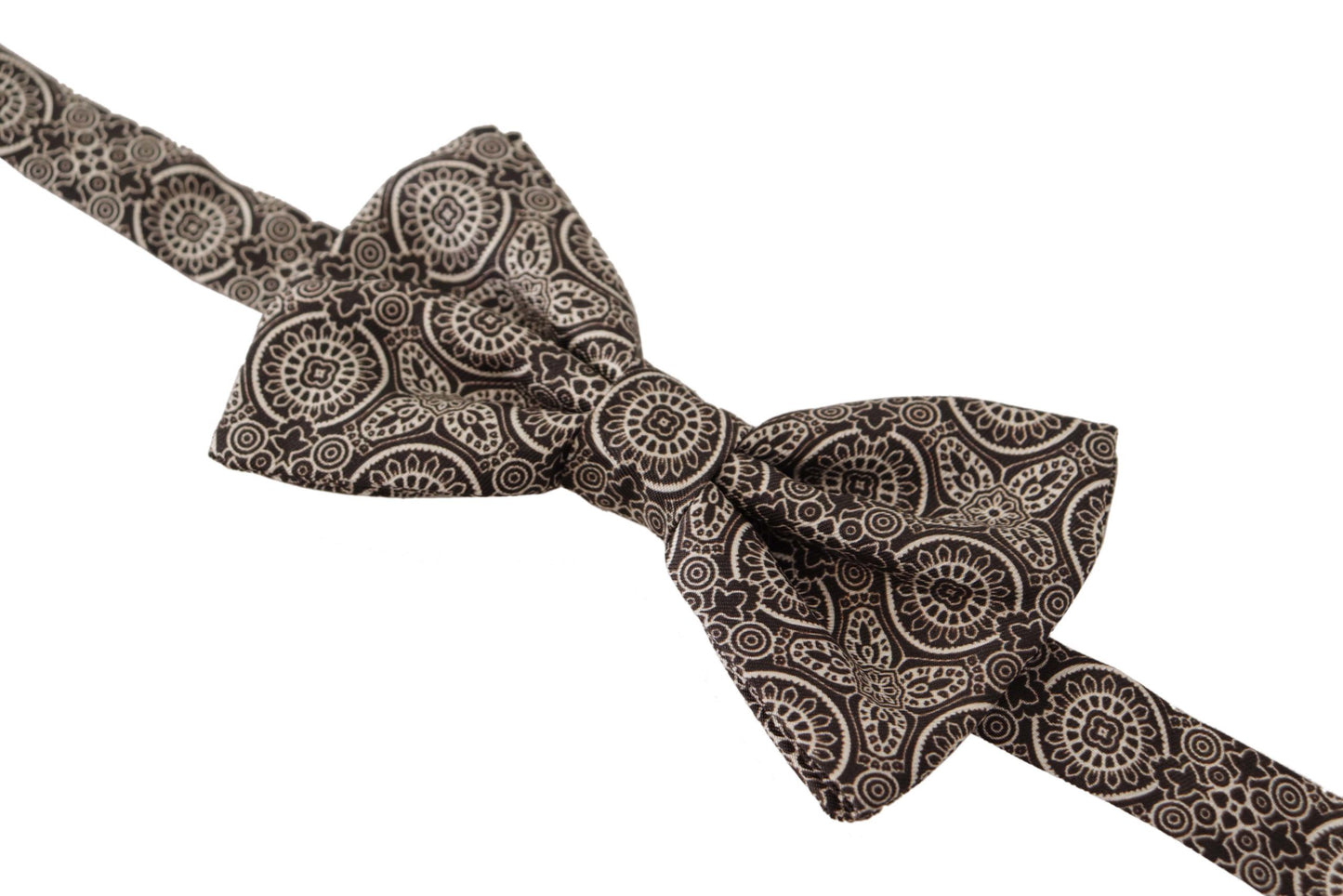 Dolce & Gabbana Black white 100% Silk Adjustable Neck Papillon Tie Curated Luxury Accessories by Orvyn