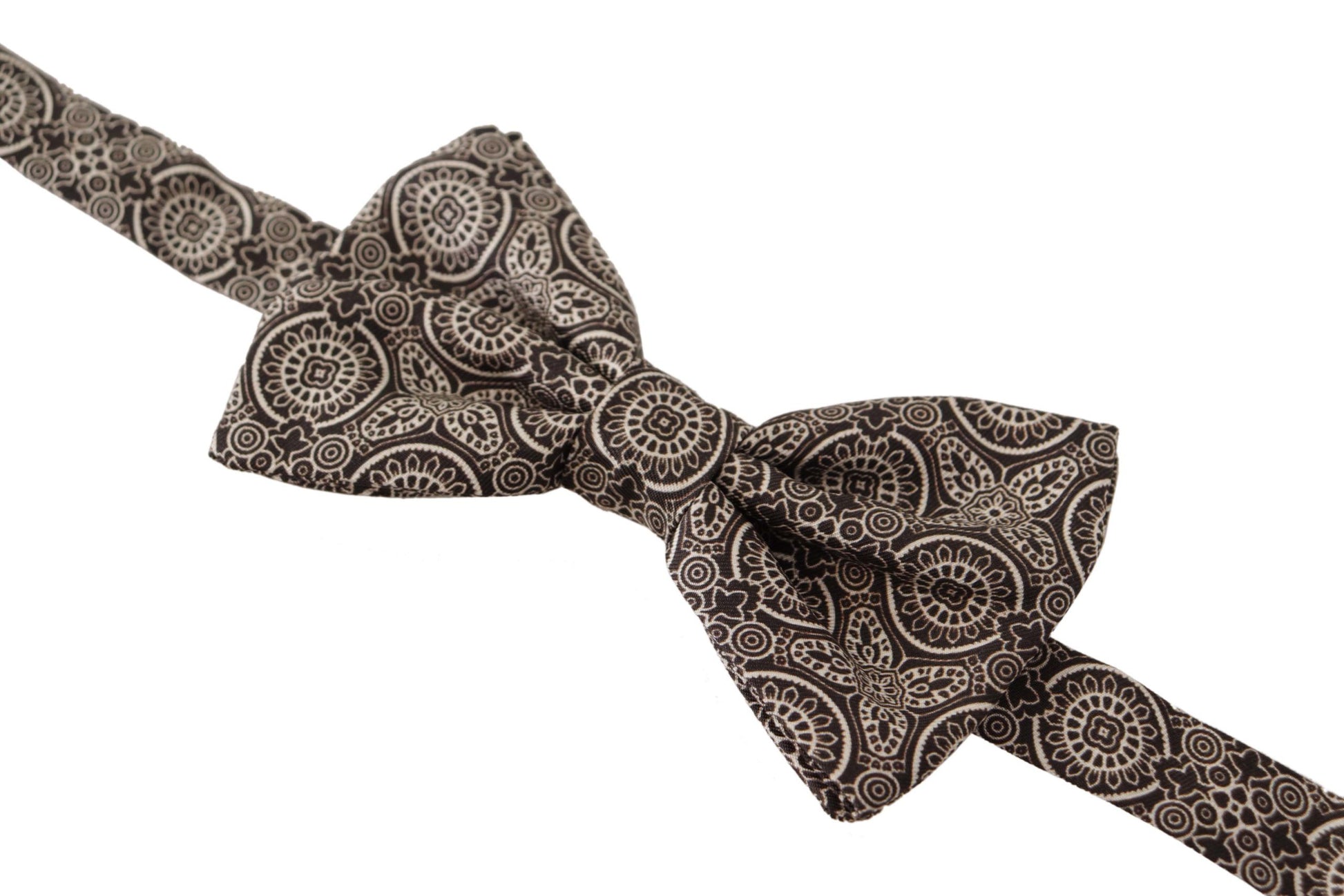Dolce & Gabbana Black white 100% Silk Adjustable Neck Papillon Tie Curated Luxury Accessories by Orvyn
