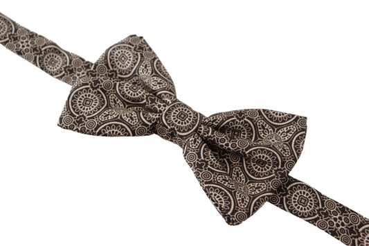 Dolce & Gabbana Black white 100% Silk Adjustable Neck Papillon Tie Curated Luxury Accessories by Orvyn