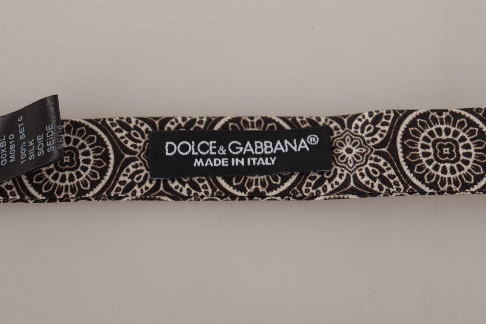 Dolce & Gabbana Black white 100% Silk Adjustable Neck Papillon Tie Curated Luxury Accessories by Orvyn