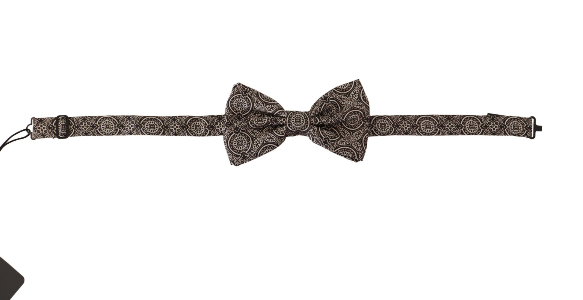Dolce & Gabbana Black white 100% Silk Adjustable Neck Papillon Tie Curated Luxury Accessories by Orvyn