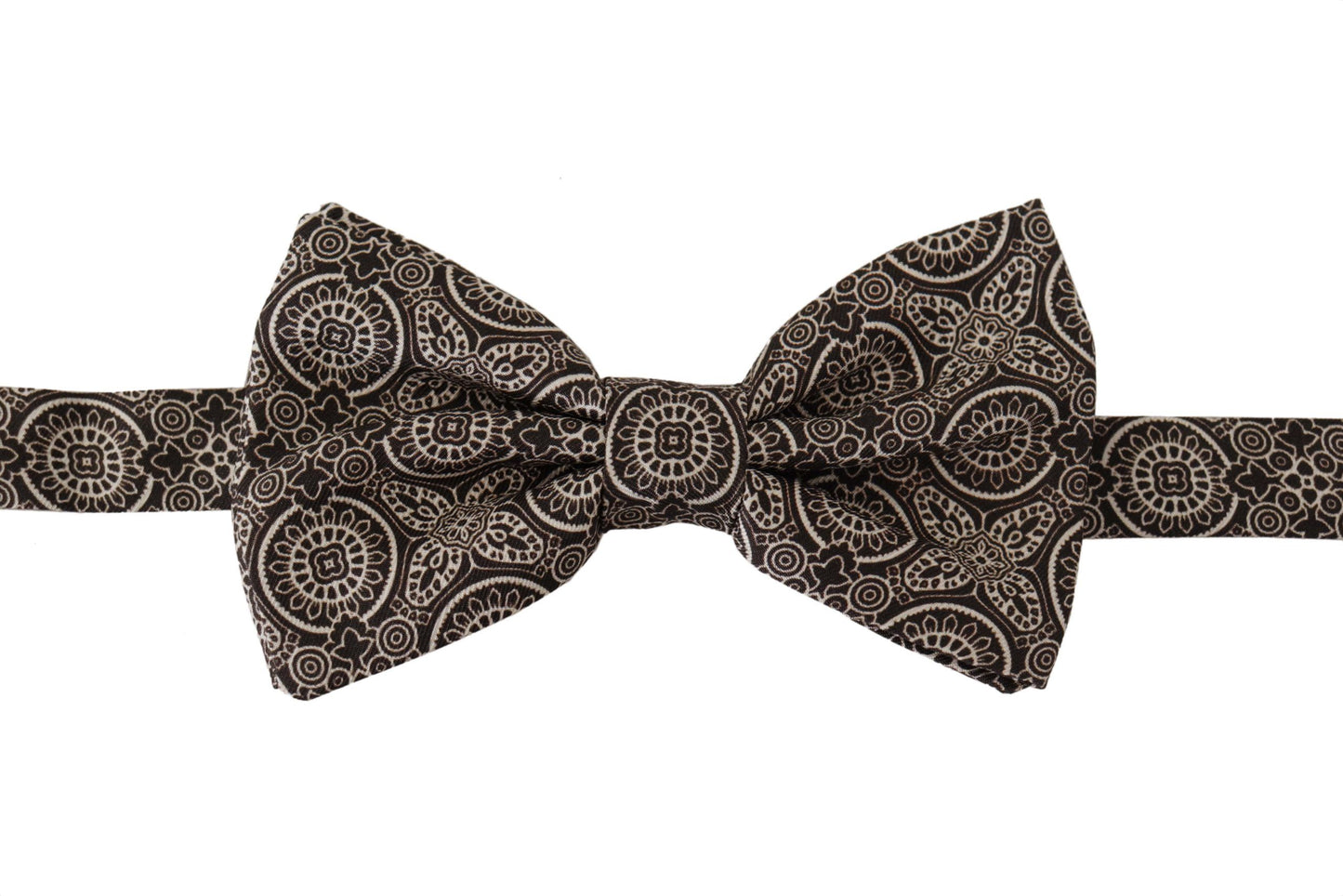 Dolce & Gabbana Black white 100% Silk Adjustable Neck Papillon Tie Curated Luxury Accessories by Orvyn