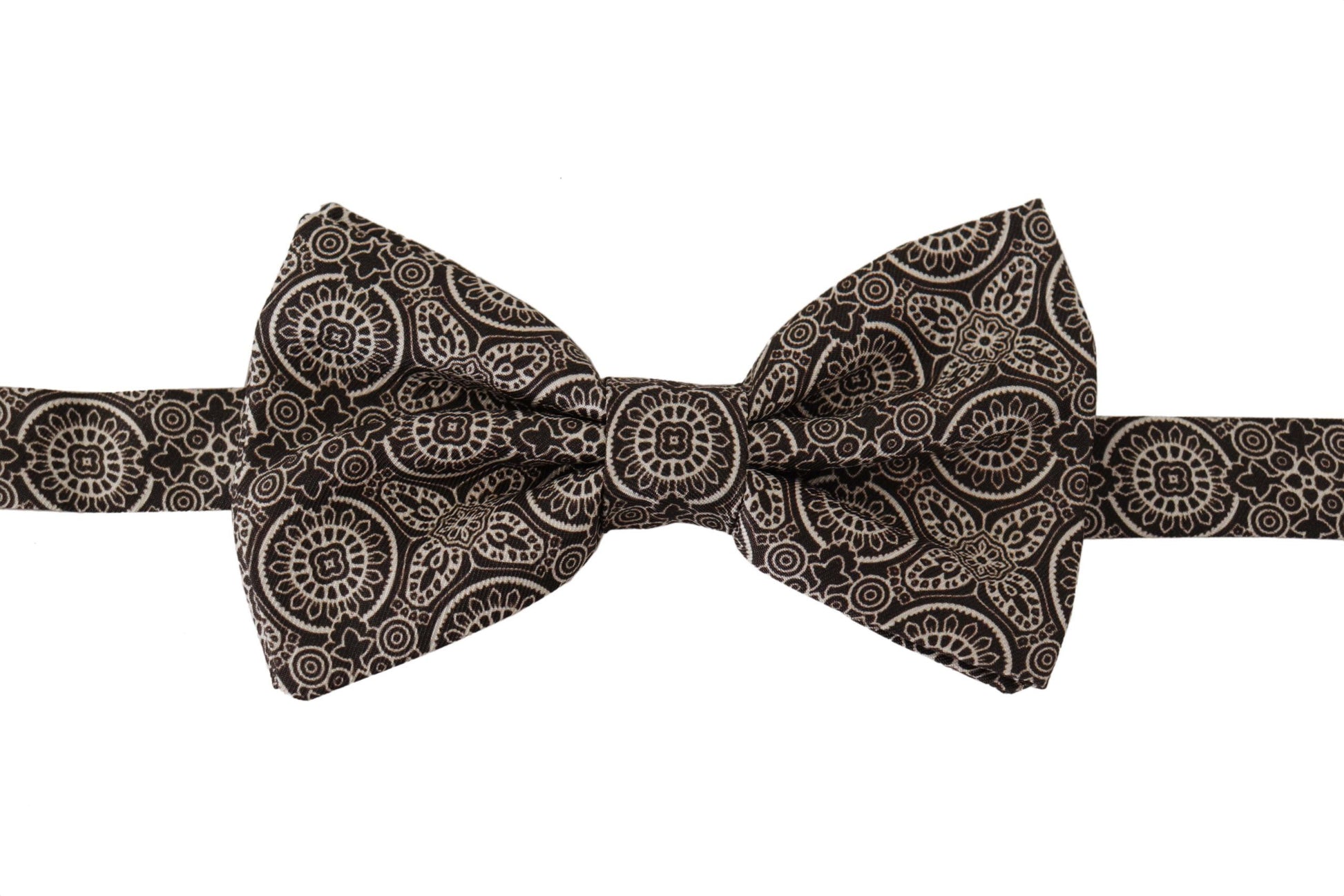 Dolce & Gabbana Black white 100% Silk Adjustable Neck Papillon Tie Curated Luxury Accessories by Orvyn