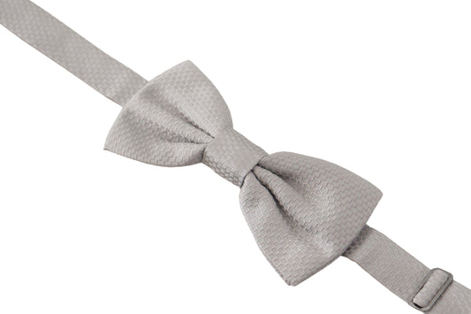 Dolce & Gabbana Gray 100% Silk Adjustable Neck Papillon Tie Curated Luxury Accessories by Orvyn