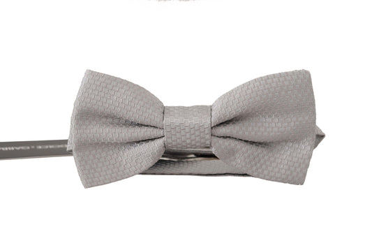 Dolce & Gabbana Gray 100% Silk Adjustable Neck Papillon Tie Curated Luxury Accessories by Orvyn