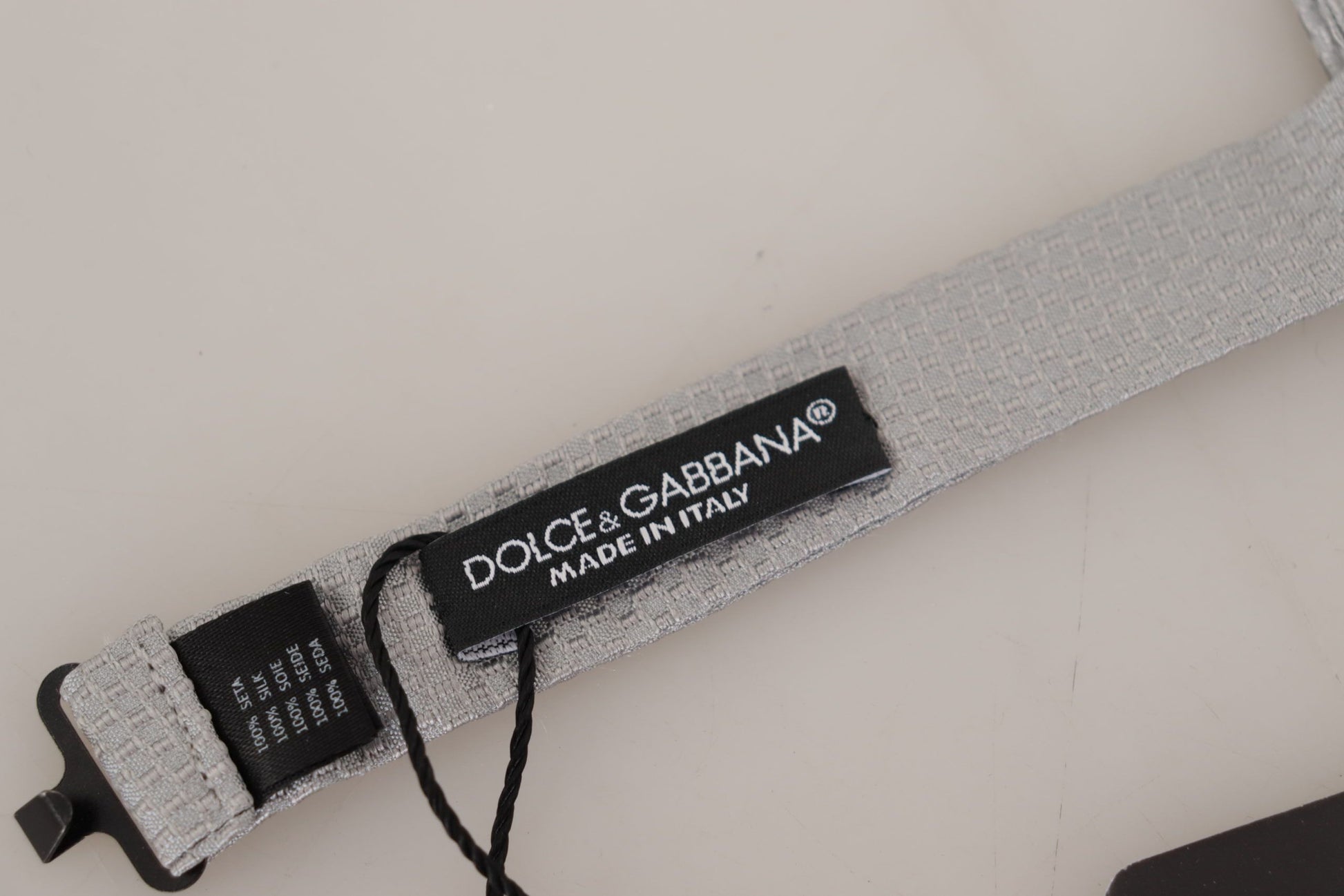 Dolce & Gabbana Gray 100% Silk Adjustable Neck Papillon Tie Curated Luxury Accessories by Orvyn