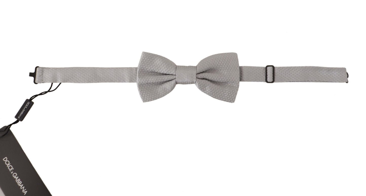 Dolce & Gabbana Gray 100% Silk Adjustable Neck Papillon Tie Curated Luxury Accessories by Orvyn