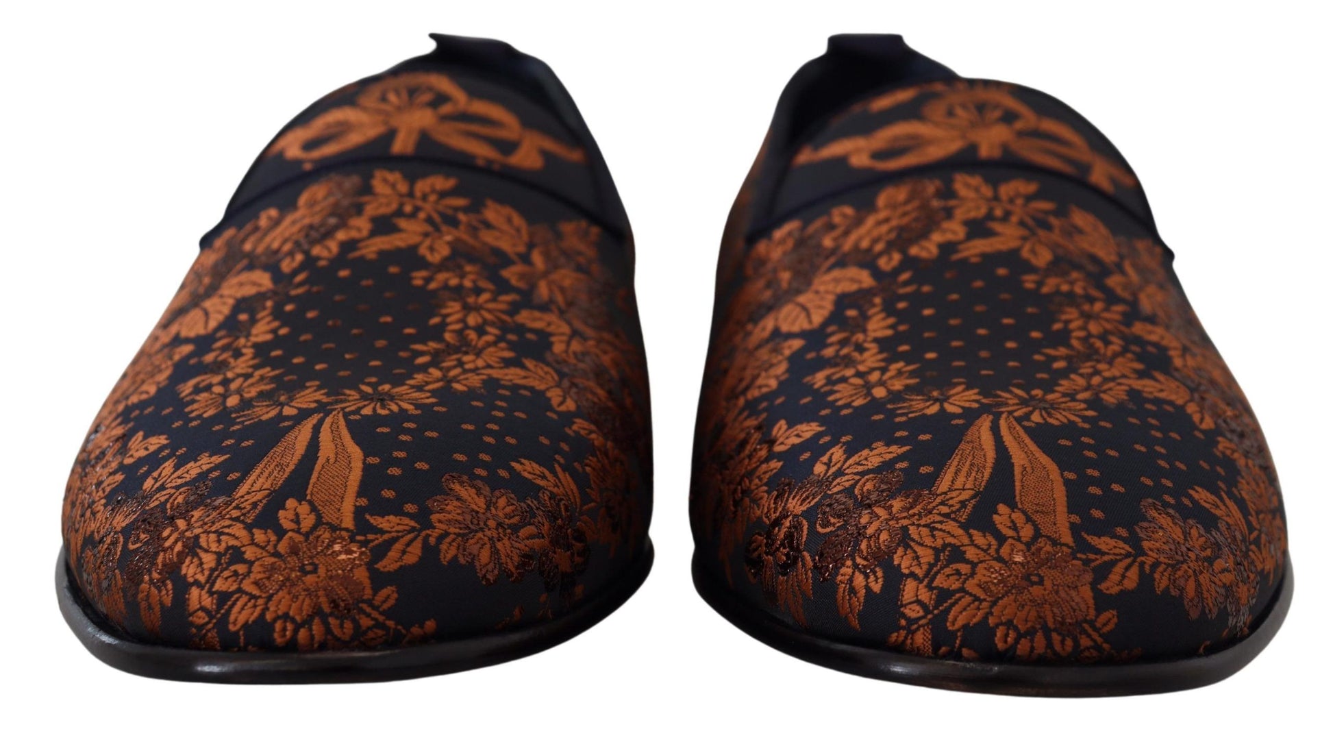 Dolce & Gabbana Blue Rust Floral Slippers Loafers Shoes Curated Luxury Accessories by Orvyn