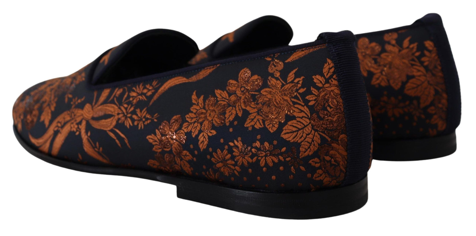 Dolce & Gabbana Blue Rust Floral Slippers Loafers Shoes Curated Luxury Accessories by Orvyn