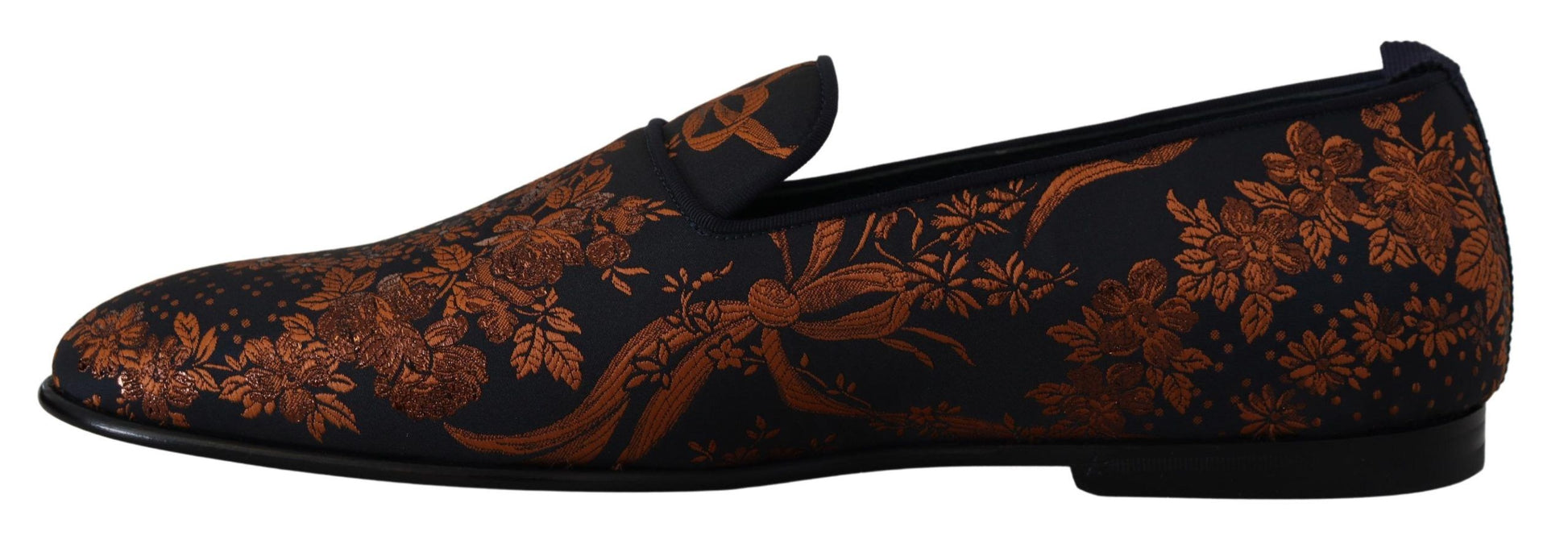 Dolce & Gabbana Blue Rust Floral Slippers Loafers Shoes Curated Luxury Accessories by Orvyn