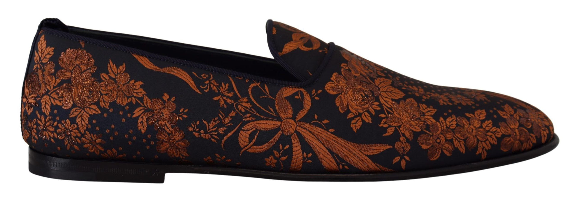 Dolce & Gabbana Blue Rust Floral Slippers Loafers Shoes Curated Luxury Accessories by Orvyn