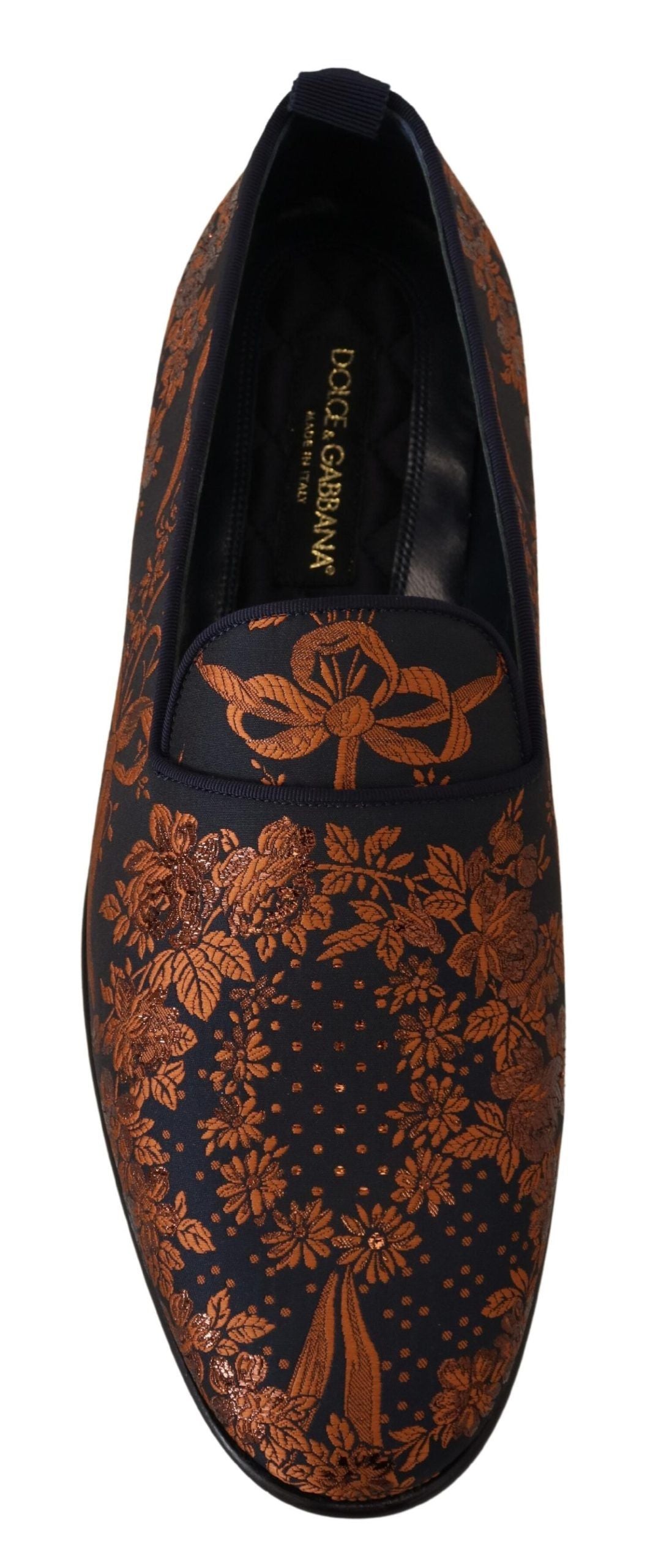 Dolce & Gabbana Blue Rust Floral Slippers Loafers Shoes Curated Luxury Accessories by Orvyn