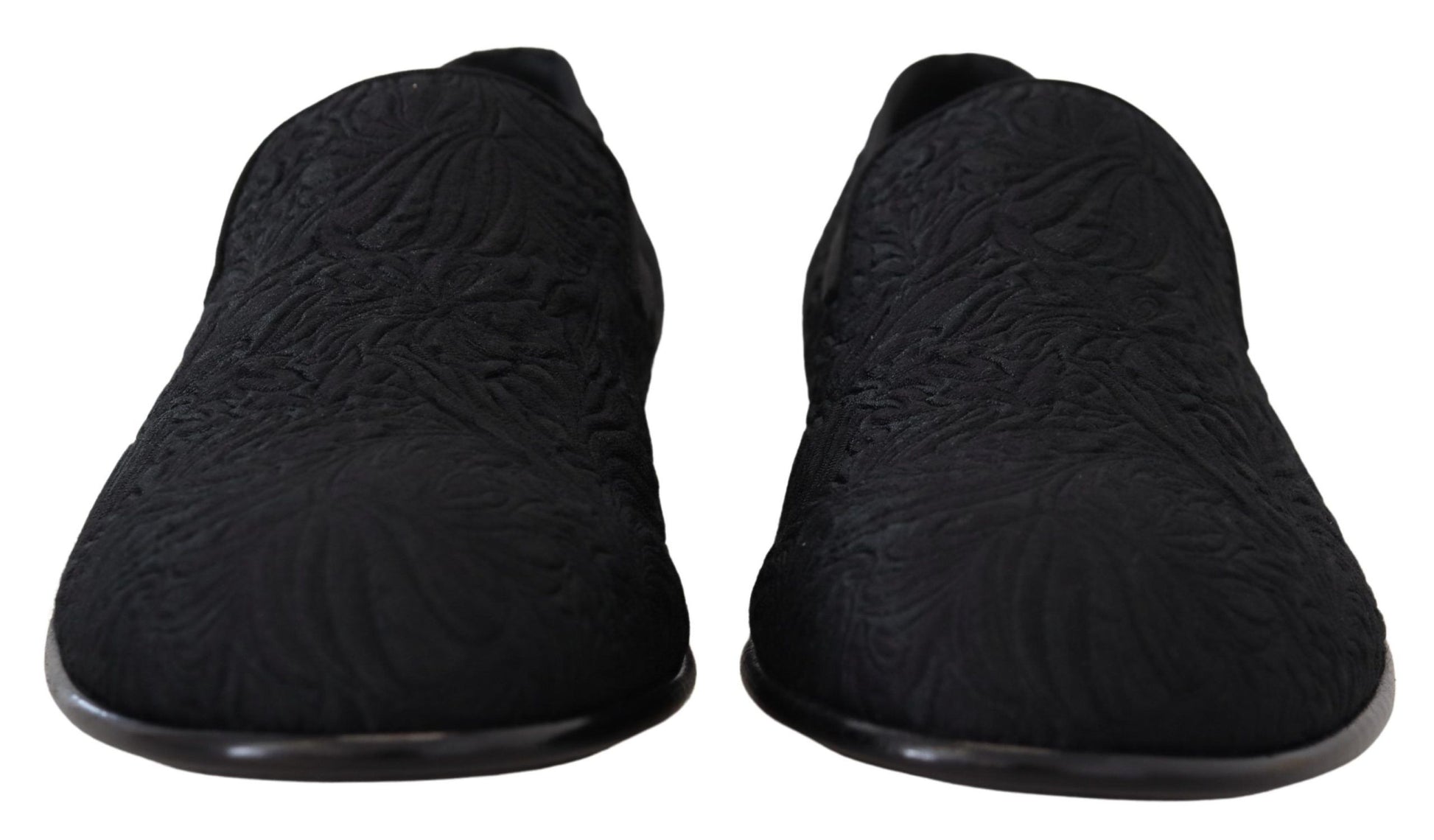 Dolce & Gabbana Black Floral Jacquard Slippers Loafers Shoes Curated Luxury Accessories by Orvyn