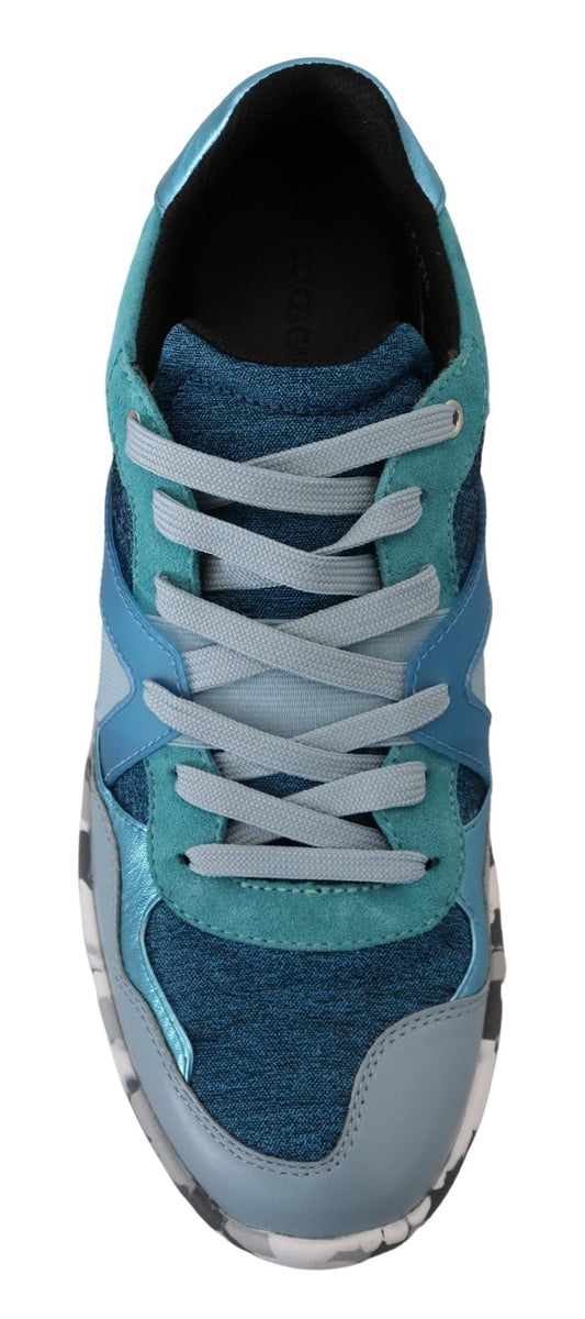 Dolce & Gabbana Blue Gray Leather Sport Low Top Sneakers Curated Luxury Accessories by Orvyn