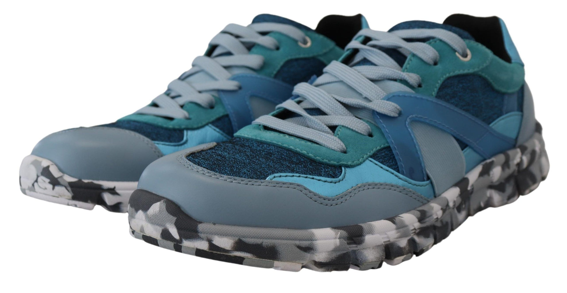 Dolce & Gabbana Blue Gray Leather Sport Low Top Sneakers Curated Luxury Accessories by Orvyn