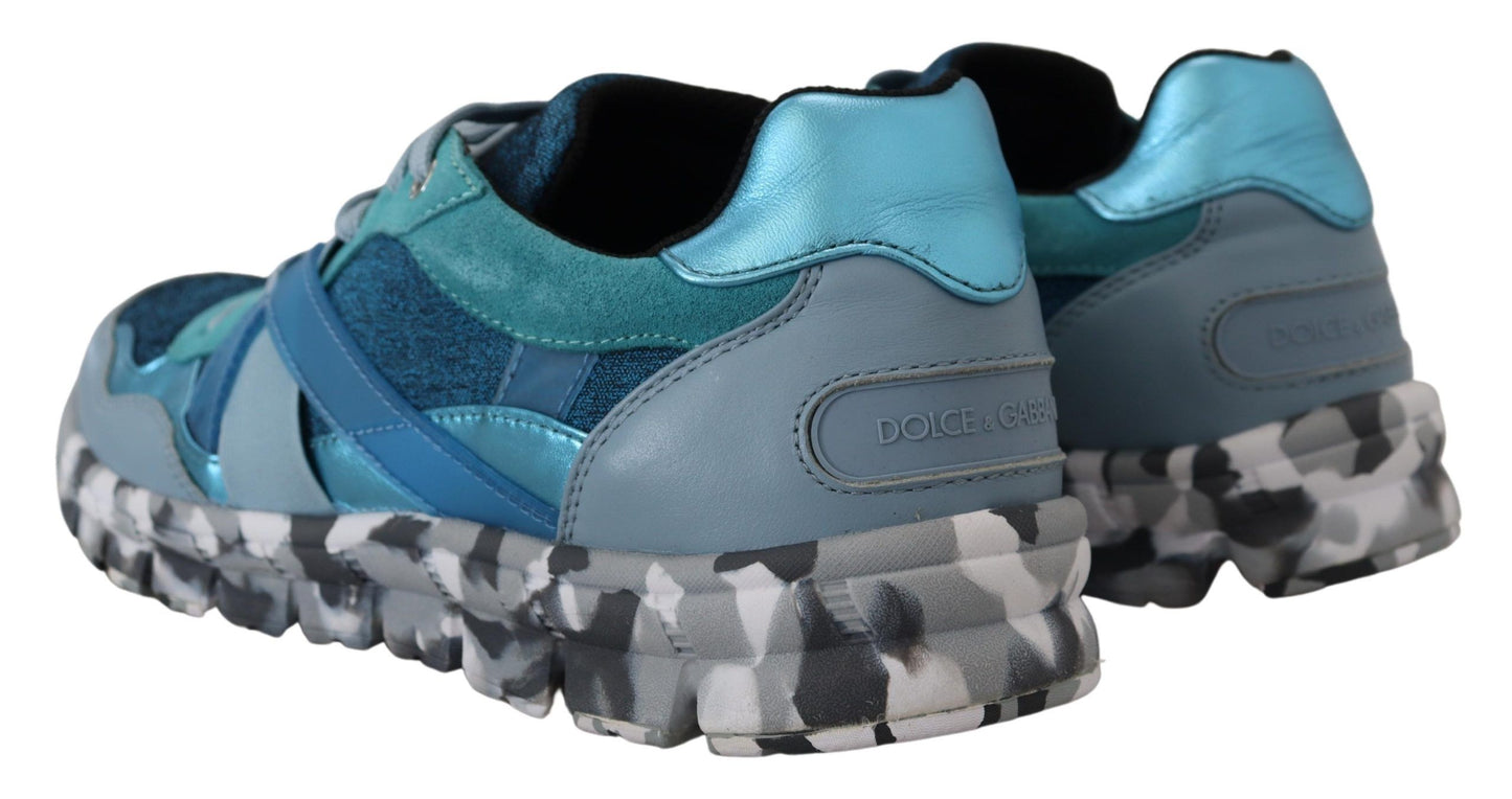 Dolce & Gabbana Blue Gray Leather Sport Low Top Sneakers Curated Luxury Accessories by Orvyn