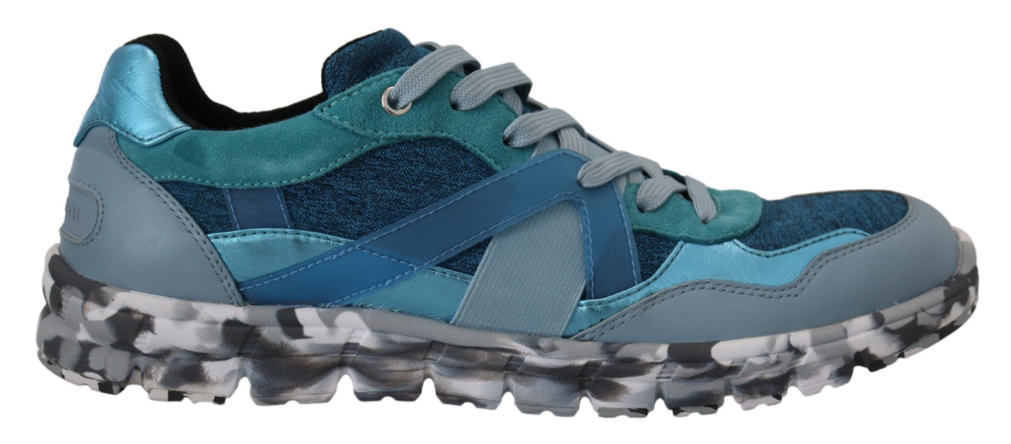 Dolce & Gabbana Blue Gray Leather Sport Low Top Sneakers Curated Luxury Accessories by Orvyn