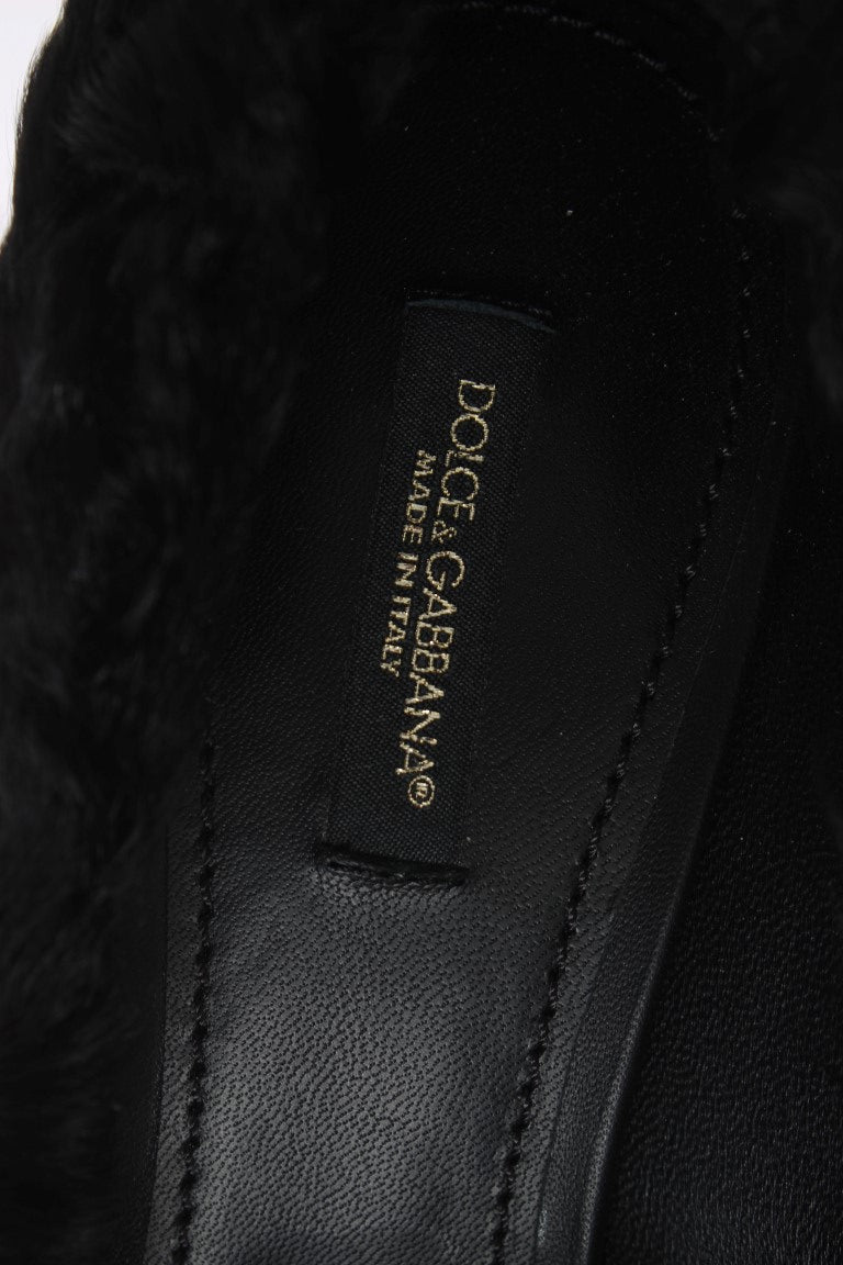Dolce & Gabbana Black Xiangao Lamb Fur Leather Pumps Curated Luxury Accessories by Orvyn