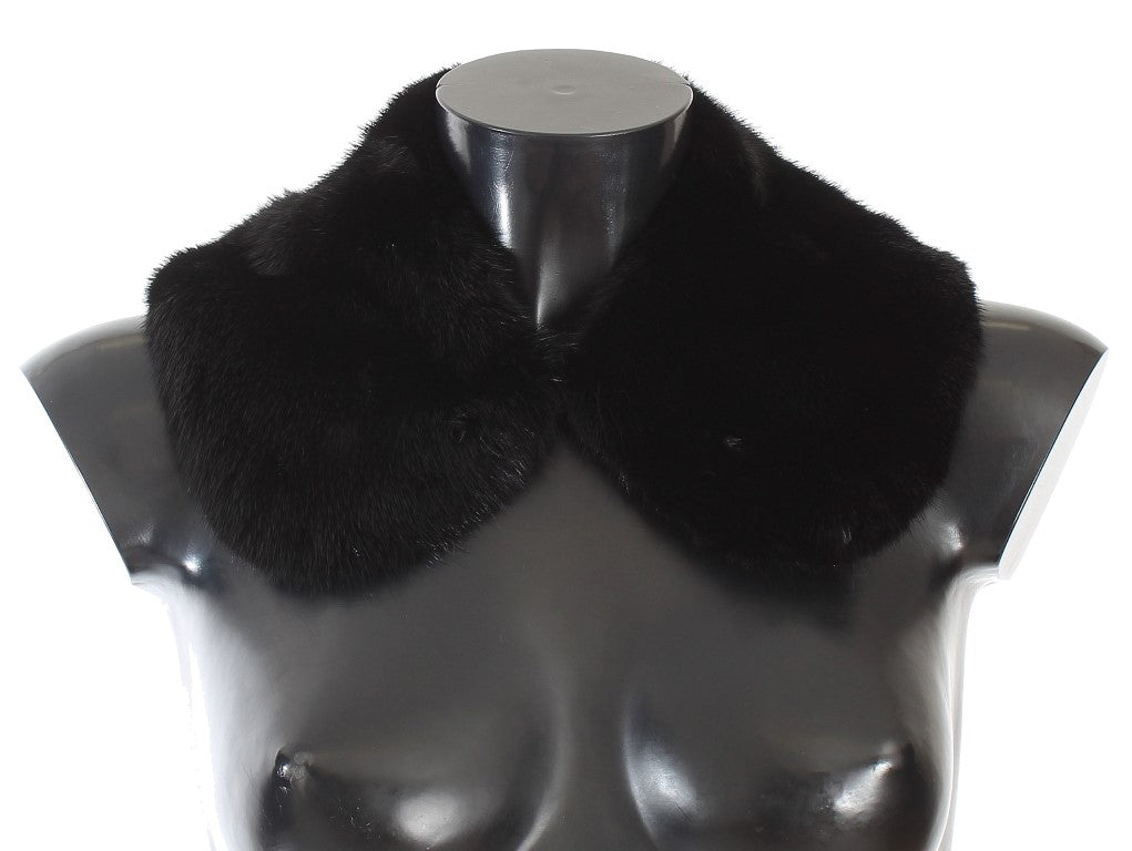 Dolce & Gabbana Black Mink Fur Shoulder Collar Scarf schwarz