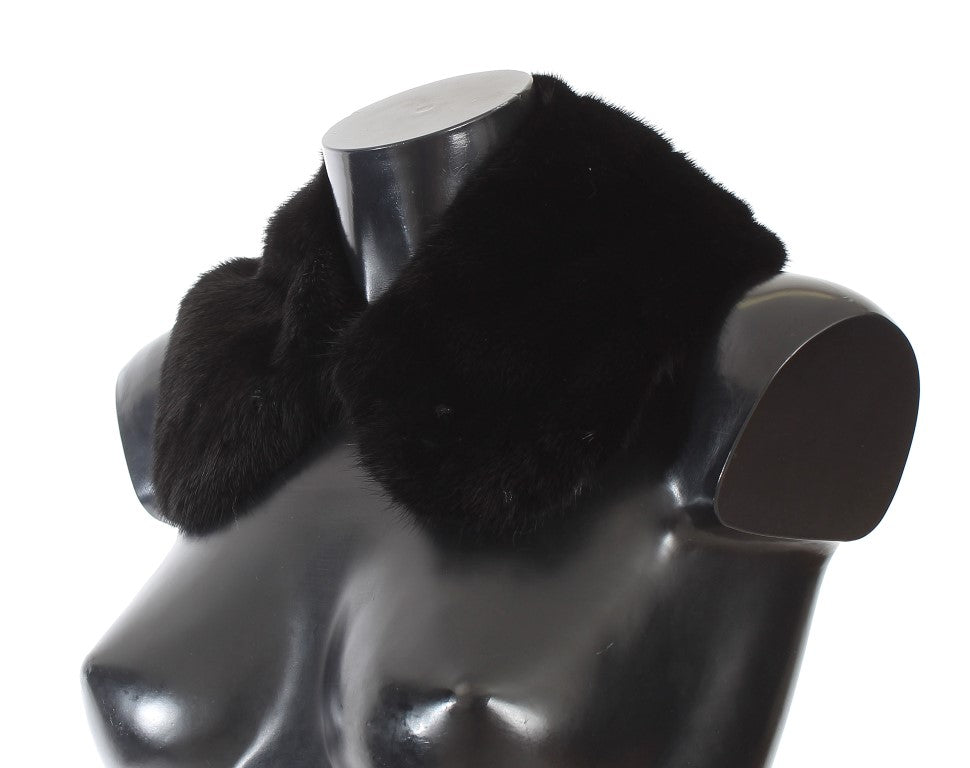 Dolce & Gabbana Black Mink Fur Shoulder Collar Scarf schwarz