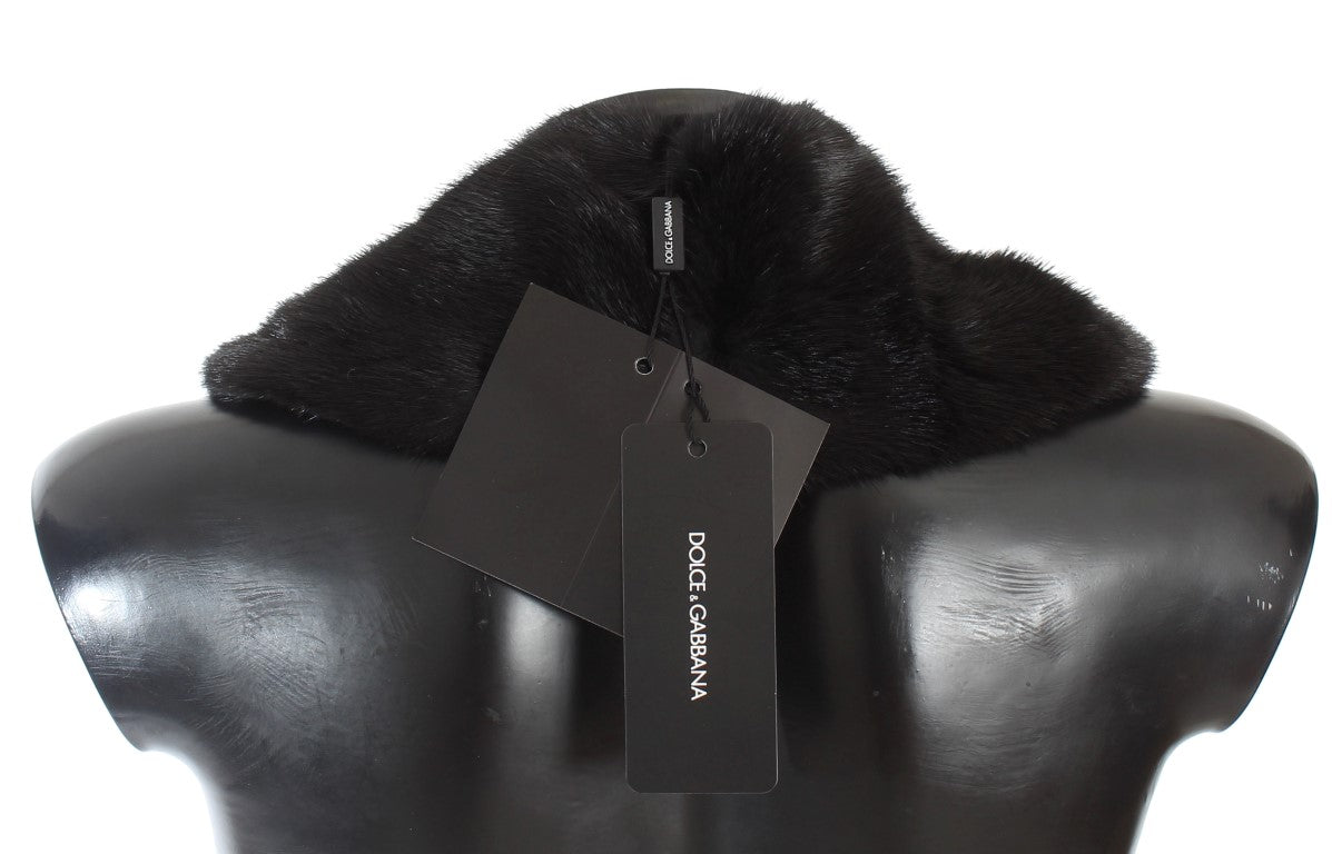 Dolce & Gabbana Black Mink Fur Shoulder Collar Scarf schwarz