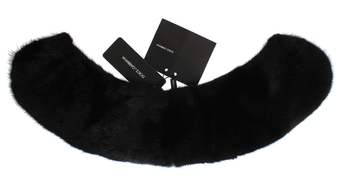 Dolce & Gabbana Black Mink Fur Shoulder Collar Scarf schwarz