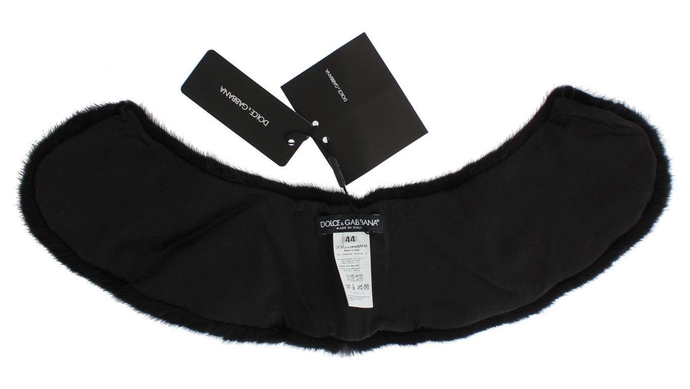 Dolce & Gabbana Black Mink Fur Shoulder Collar Scarf schwarz