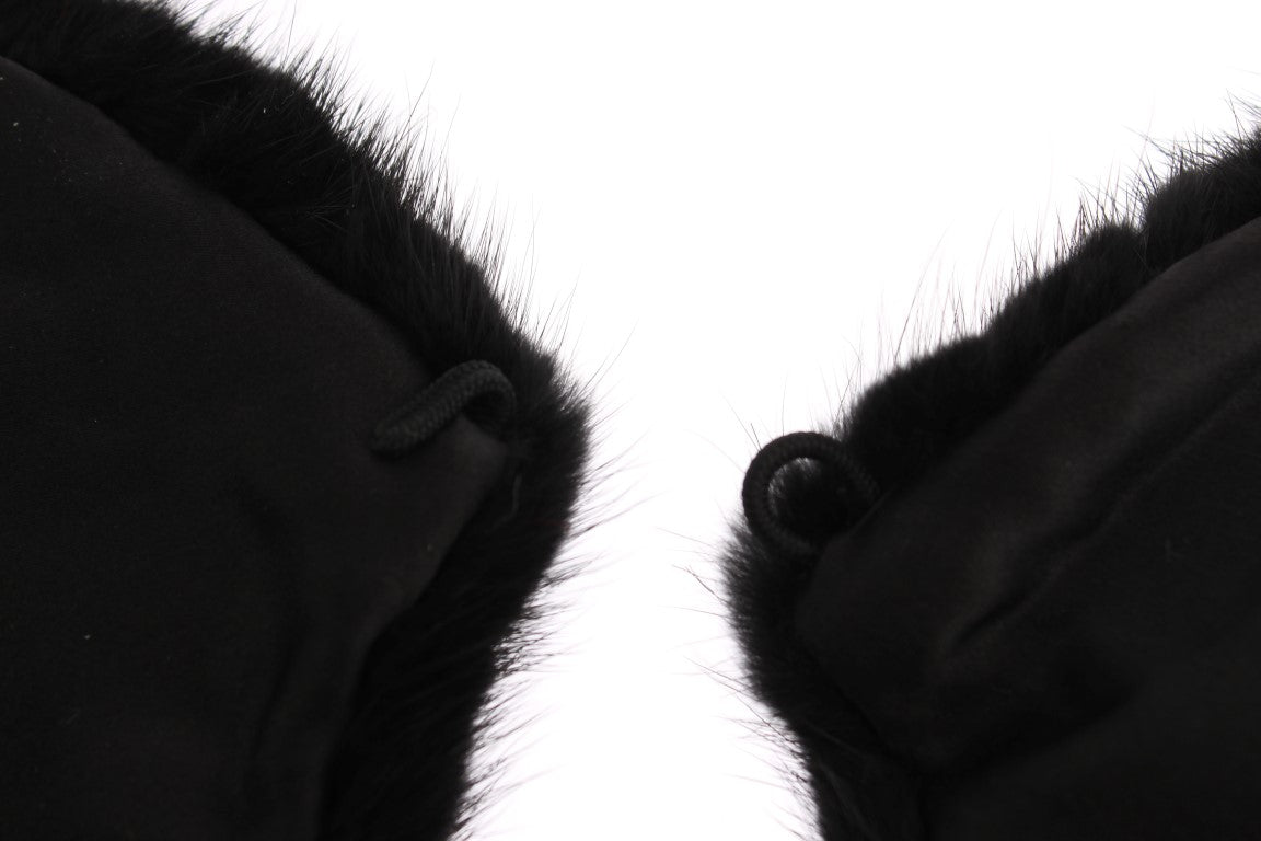 Dolce & Gabbana Black Mink Fur Shoulder Collar Scarf schwarz