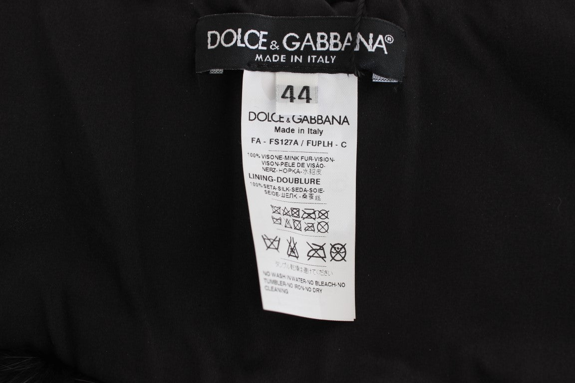 Dolce & Gabbana Black Mink Fur Shoulder Collar Scarf schwarz
