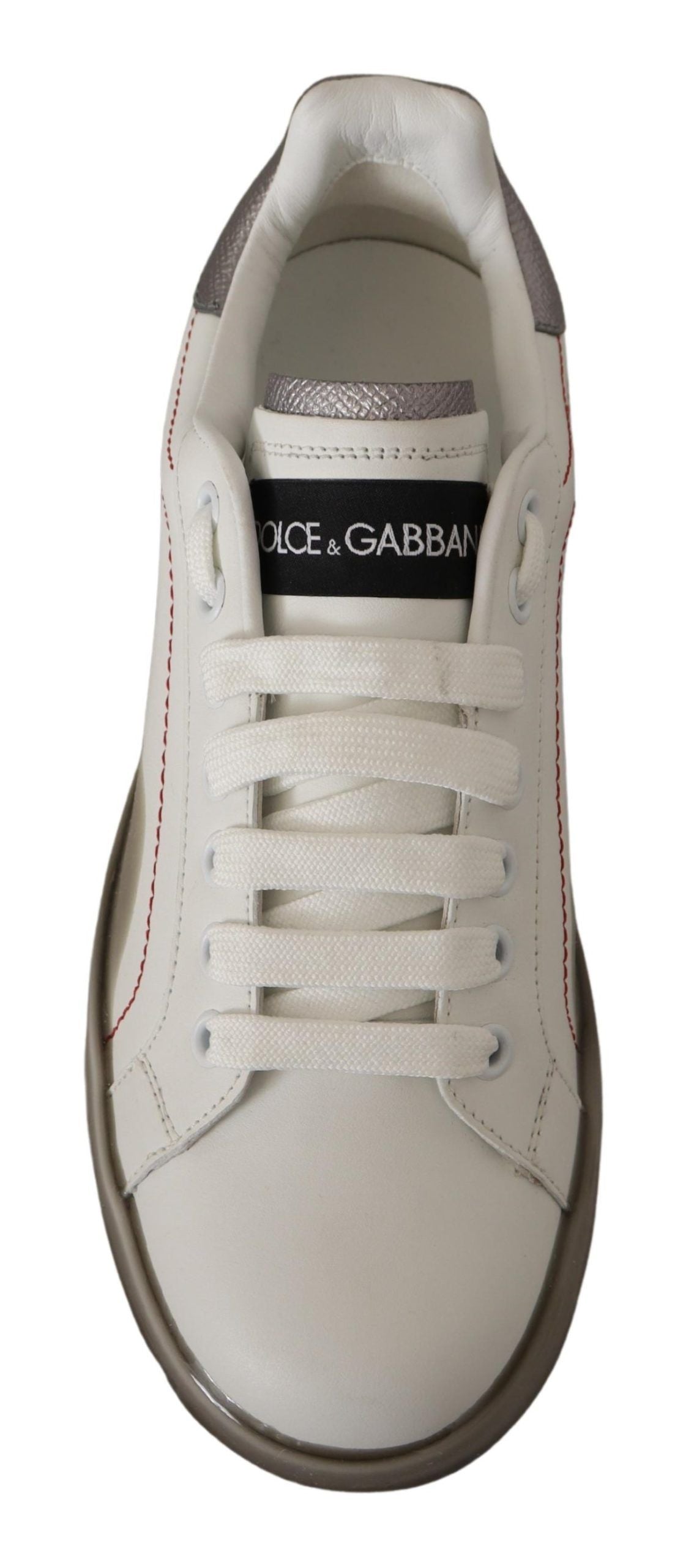 Dolce & Gabbana White Leather Shoes Womens Logo Portofino Sneakers weiss