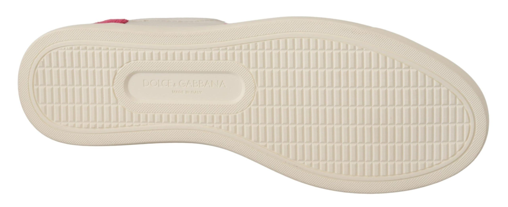 Dolce & Gabbana White Pink Leather Low Top Sneakers Womens Shoes Curated Luxury Accessories by Orvyn