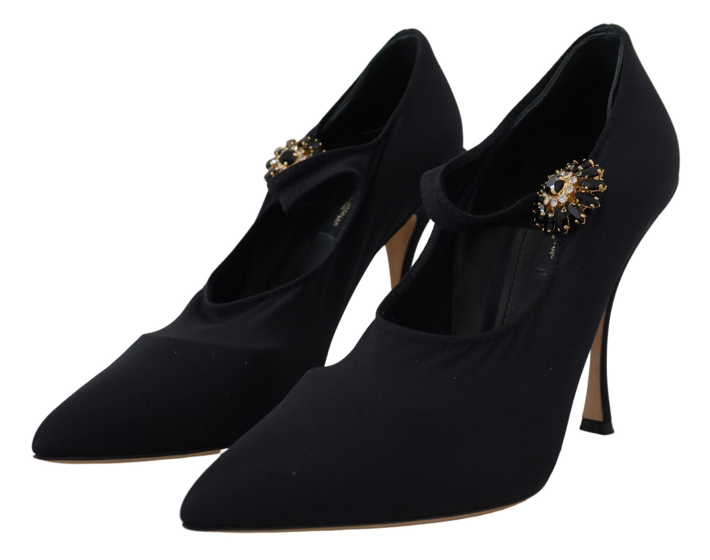Dolce & Gabbana Black Socks Stretch Crystal Pumps Shoes schwarz
