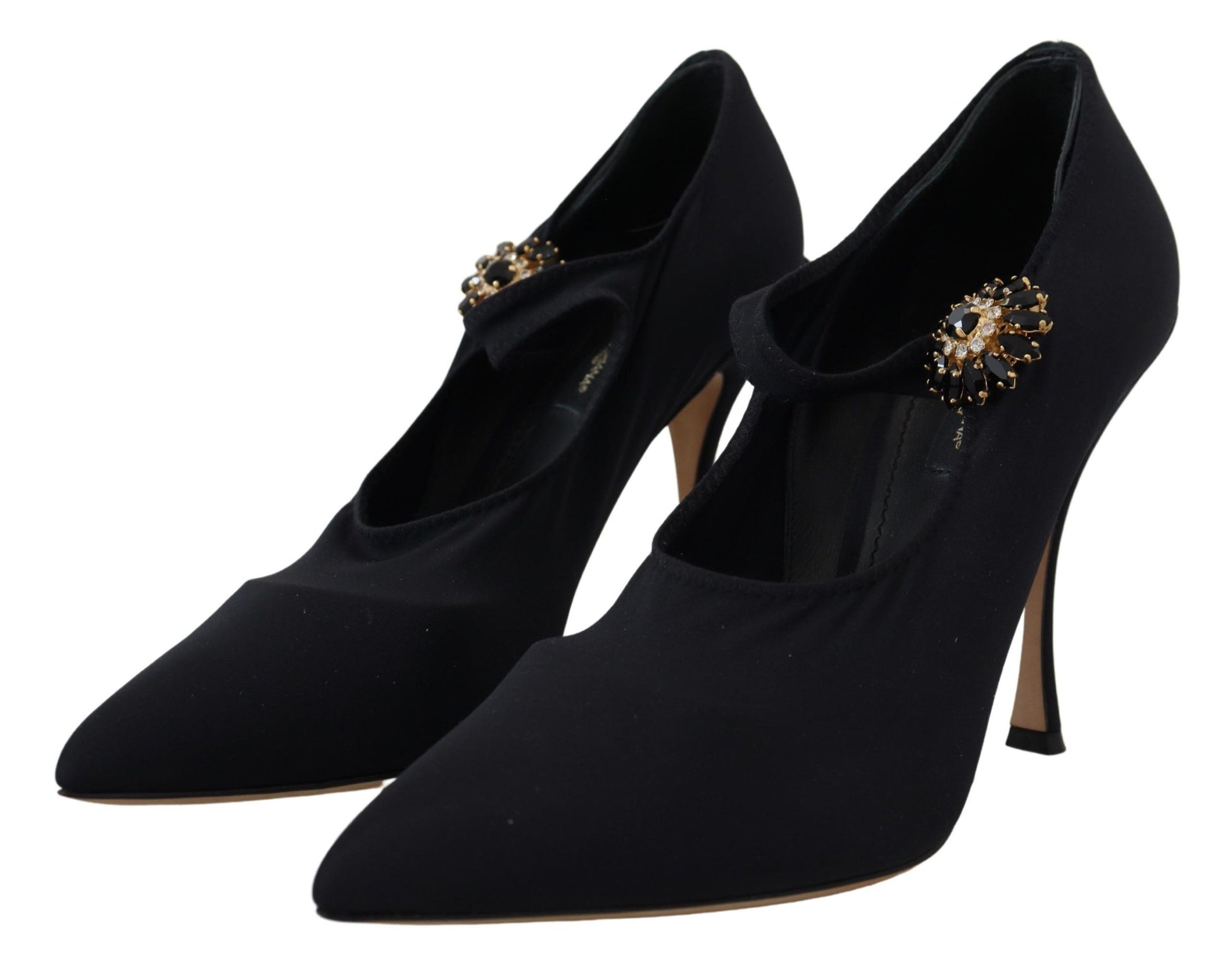 Dolce & Gabbana Black Socks Stretch Crystal Pumps Shoes schwarz