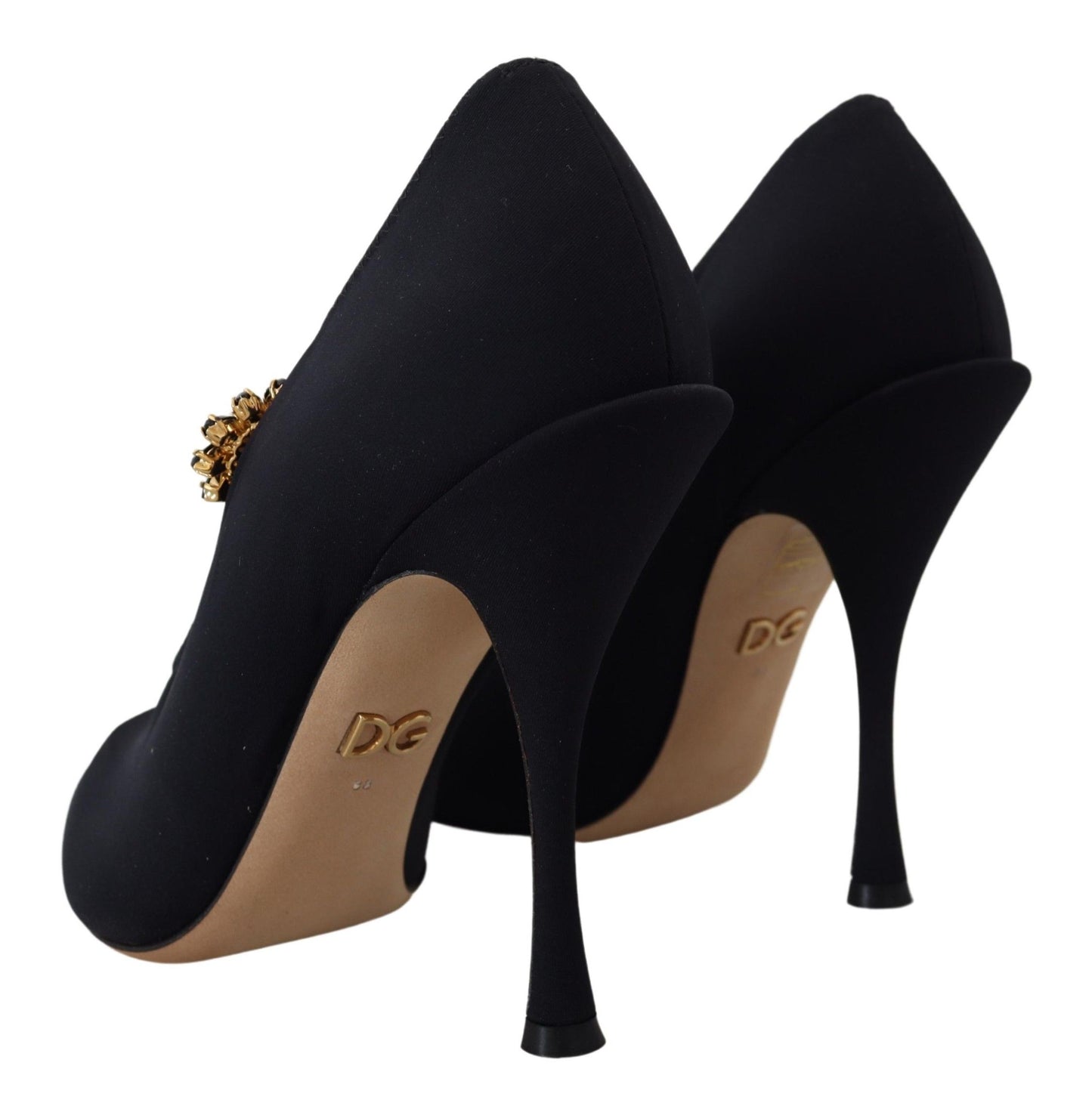 Dolce & Gabbana Black Socks Stretch Crystal Pumps Shoes schwarz