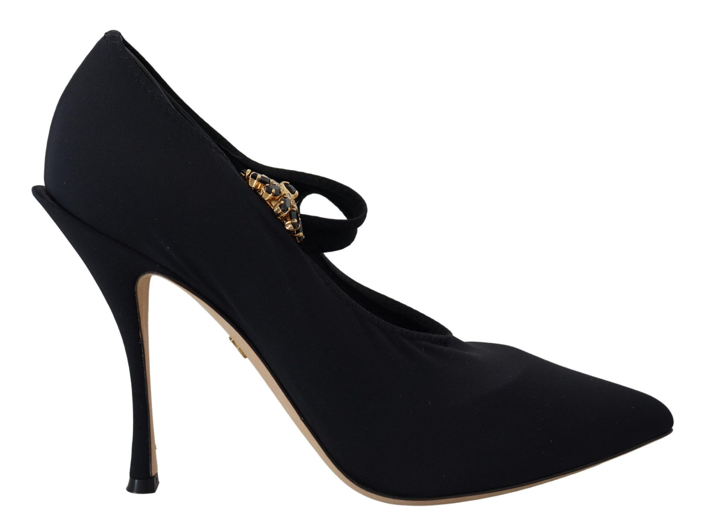 Dolce & Gabbana Black Socks Stretch Crystal Pumps Shoes schwarz