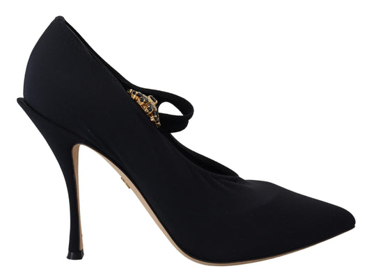 Dolce & Gabbana Black Socks Stretch Crystal Pumps Shoes schwarz