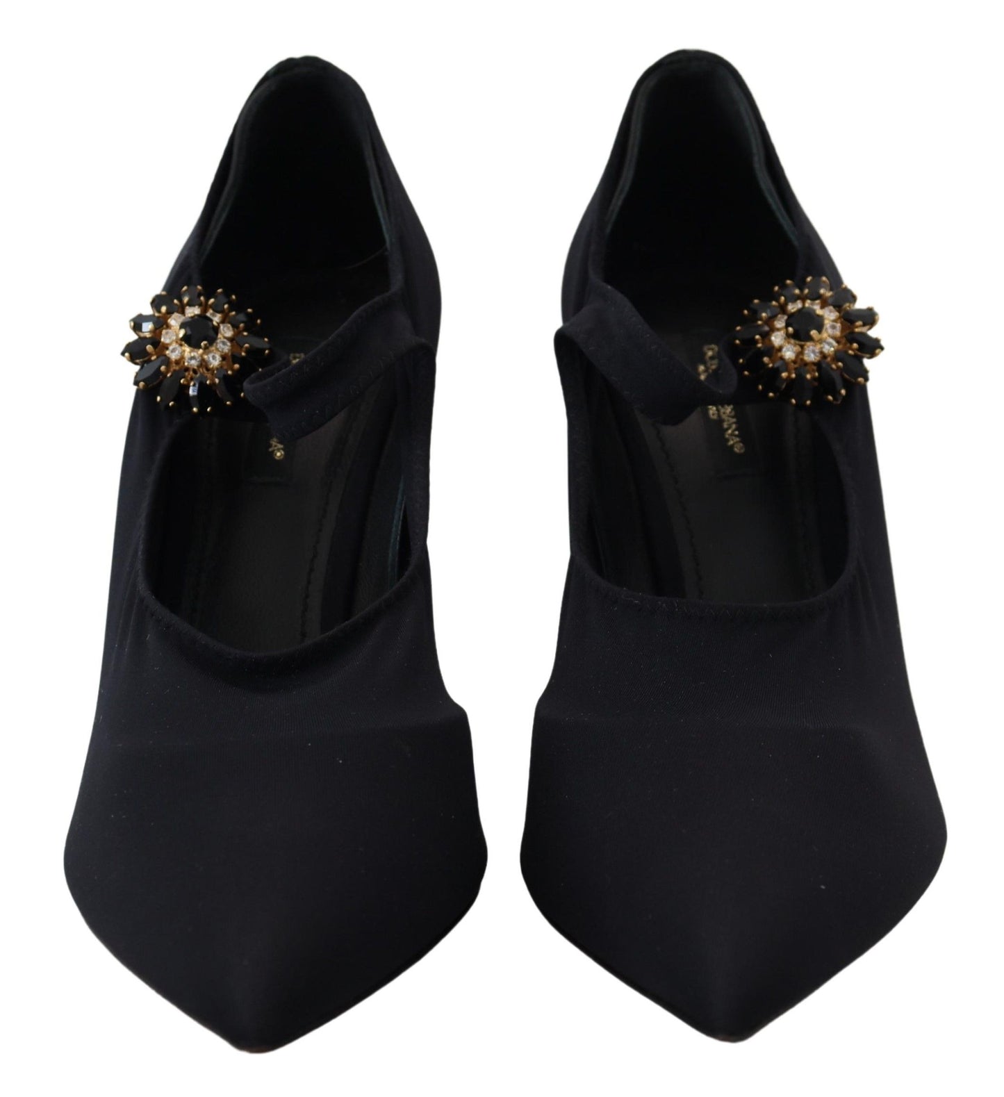 Dolce & Gabbana Black Socks Stretch Crystal Pumps Shoes schwarz