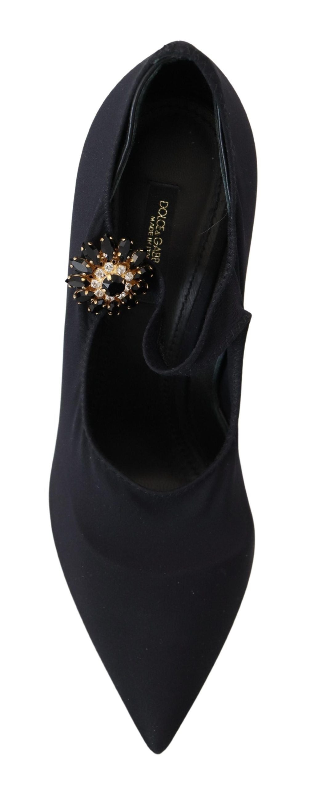 Dolce & Gabbana Black Socks Stretch Crystal Pumps Shoes schwarz