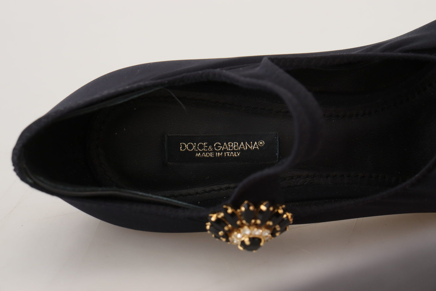 Dolce & Gabbana Black Socks Stretch Crystal Pumps Shoes schwarz