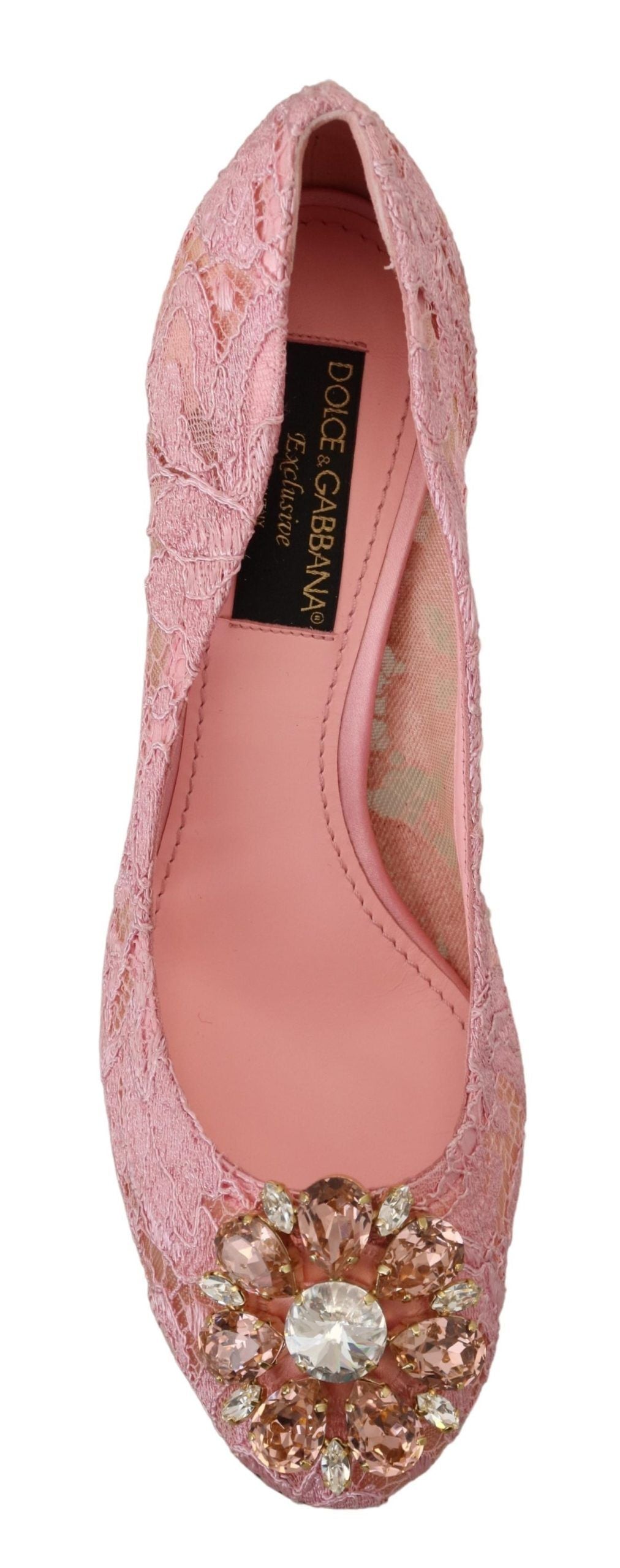 Dolce & Gabbana Pink Taormina Lace Crystal Pumps Pastel Shoes rosa