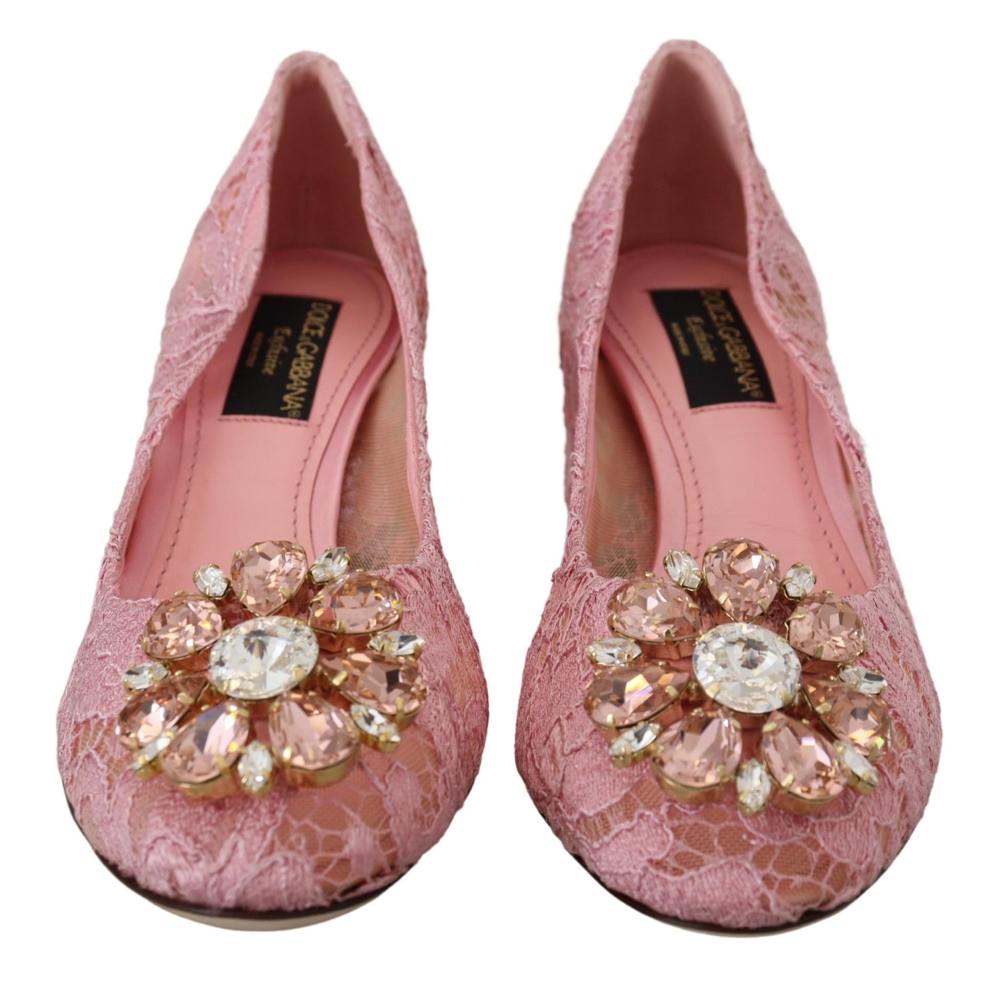Dolce & Gabbana Pink Taormina Lace Crystal Pumps Pastel Shoes rosa