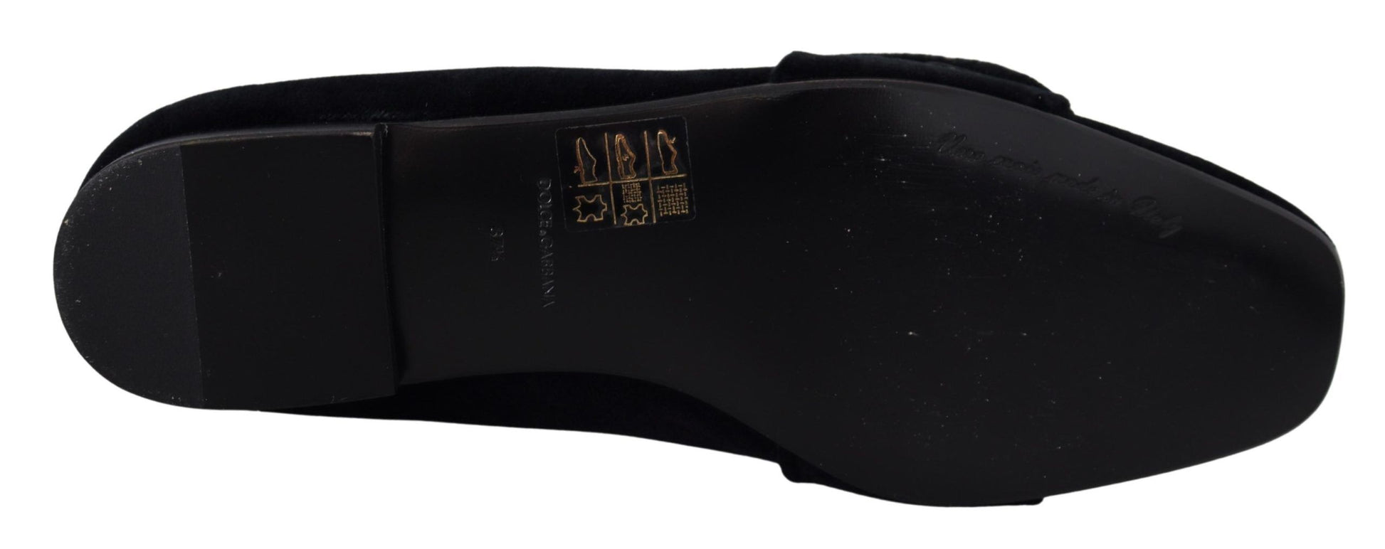Dolce & Gabbana Black Velvet Crystals Loafers Flats Shoes schwarz
